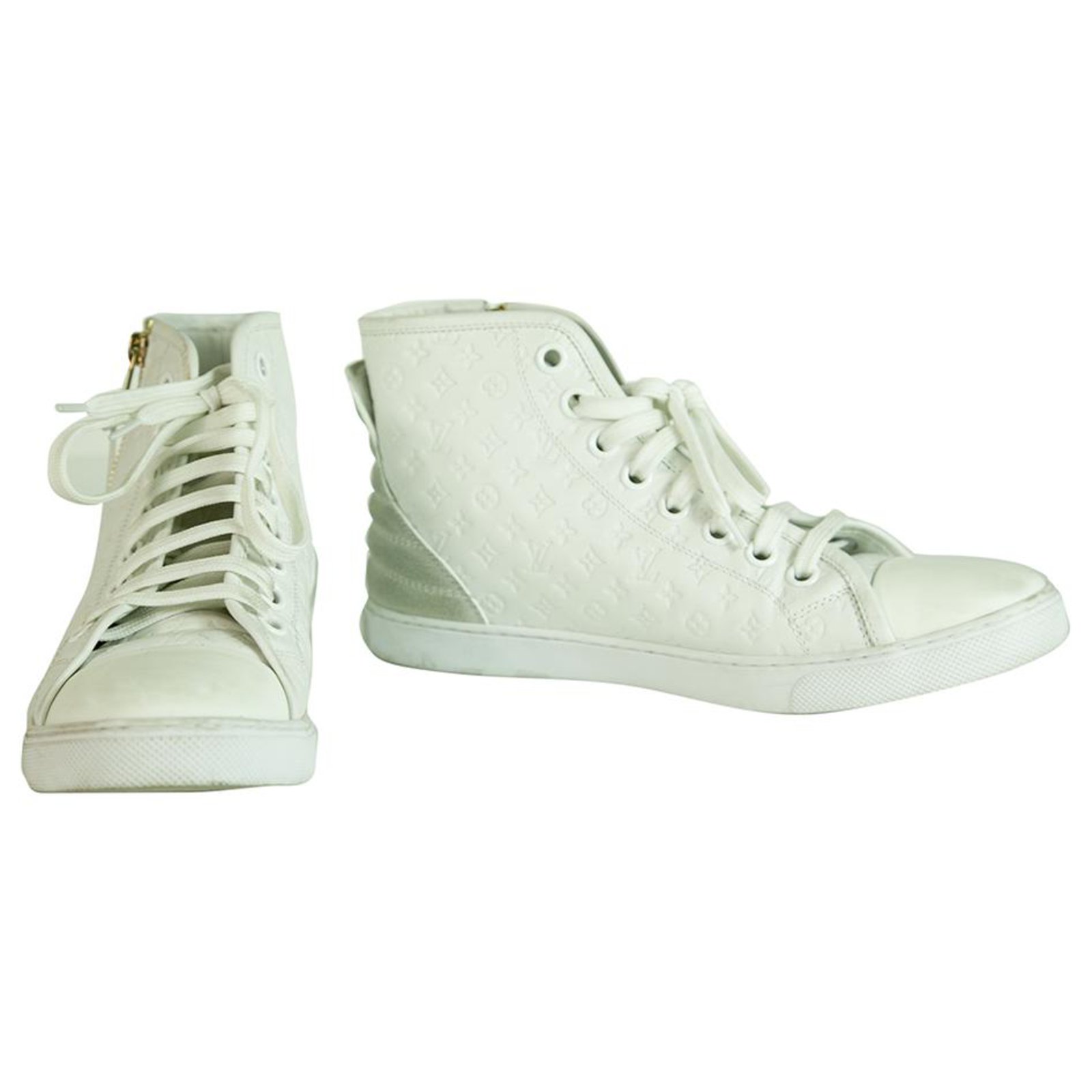 Louis Vuitton White Leather Frontrow Lace Up Sneakers Size 37 Louis Vuitton