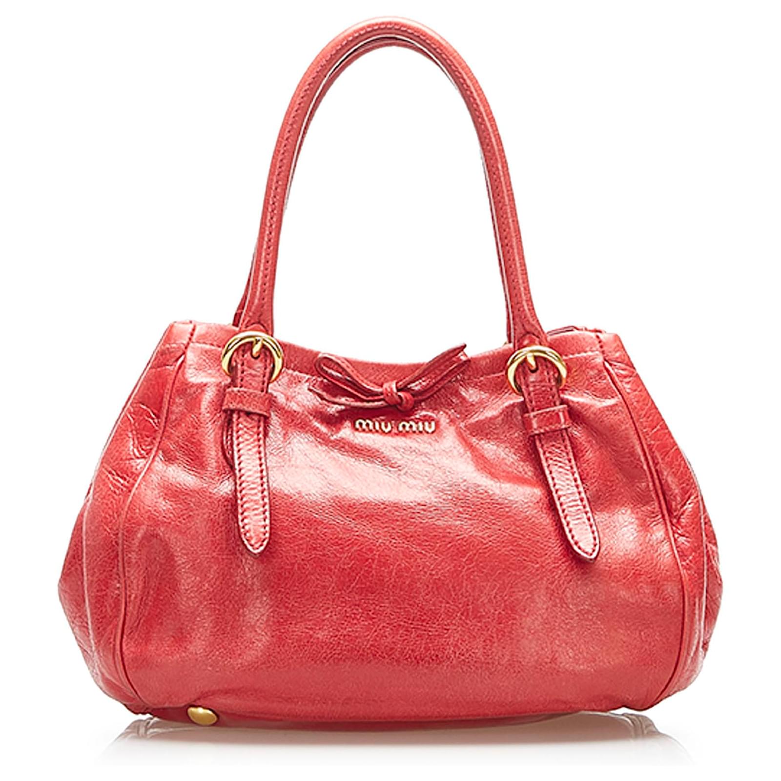 Miu Miu Red Vitello Lux Handbag Leather Pony-style calfskin ref