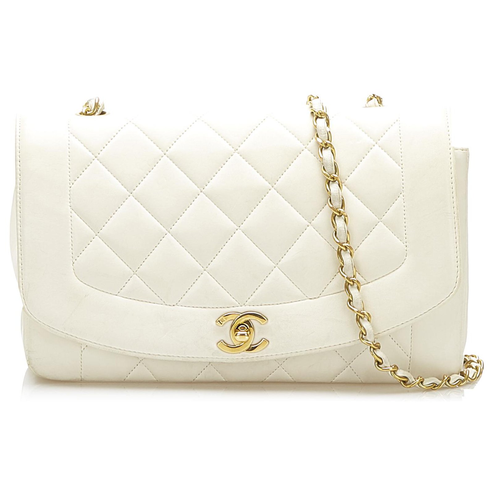 Chanel White Medium Diana Flap Shoulder Bag Leather ref.275744 - Joli ...