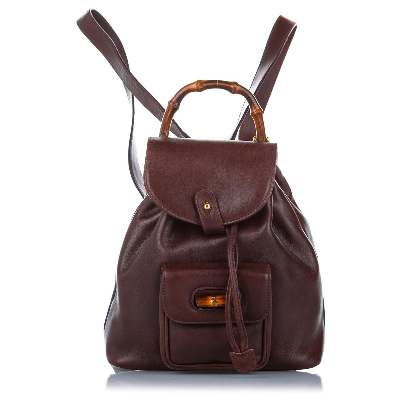gucci leather drawstring backpack