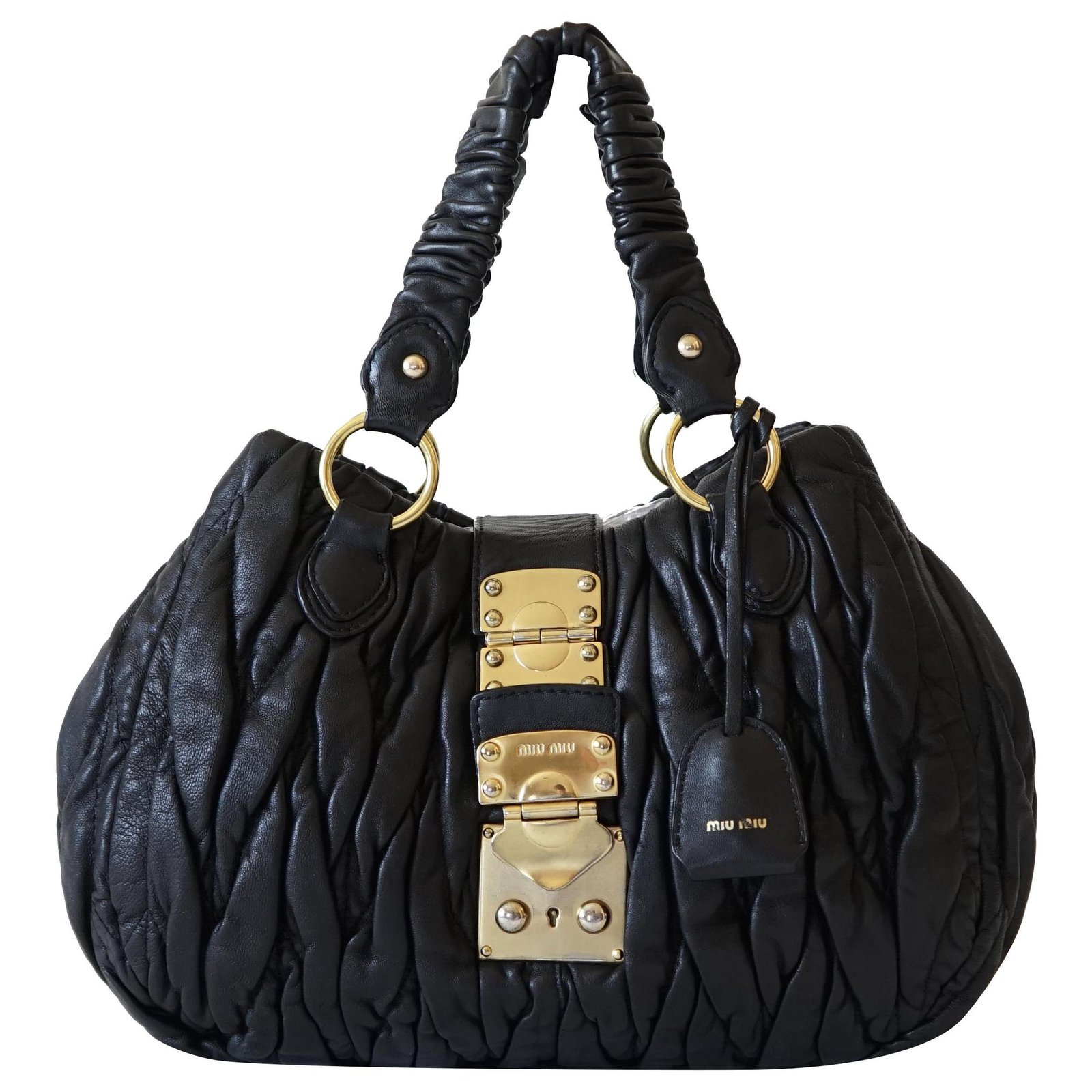 Miu Miu Black Coffer Matelasse Leather Hobo Miu Miu