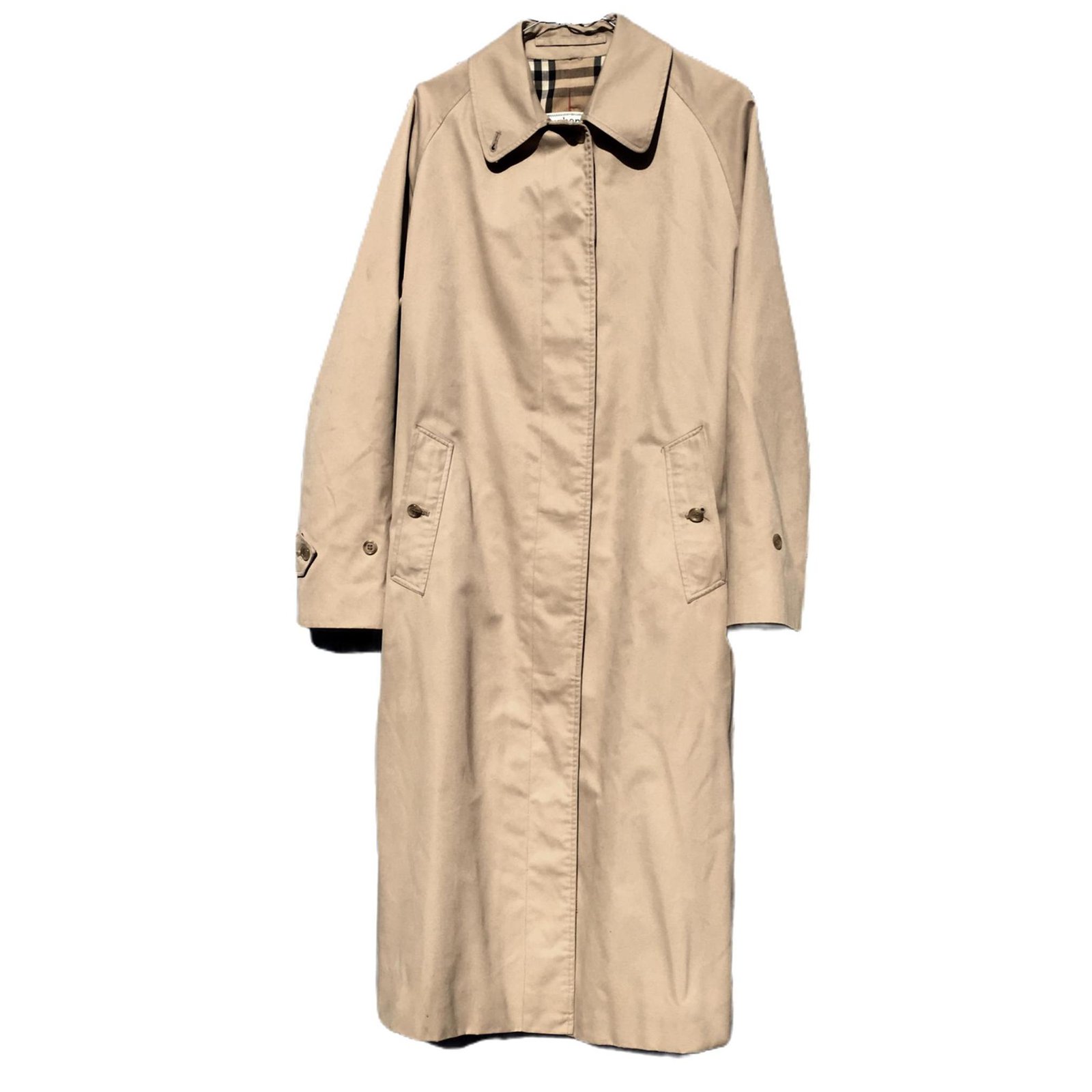 Vintage classic Burberry's trench coat 80 Beige Cotton Polyester ref ...