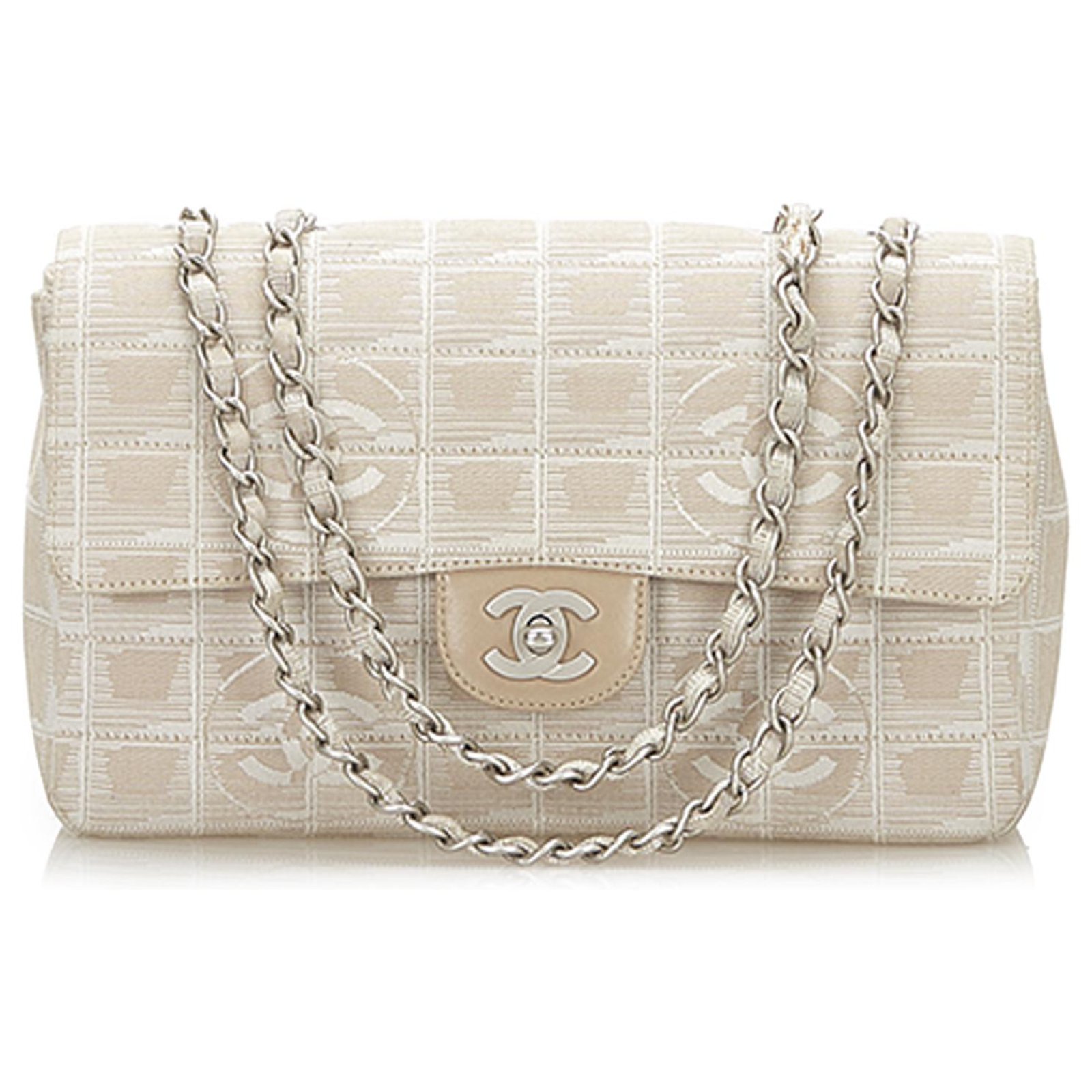 Chanel Brown New Travel Line Classic Canvas Flap Bag Beige Cloth Cloth  ref.277309 - Joli Closet