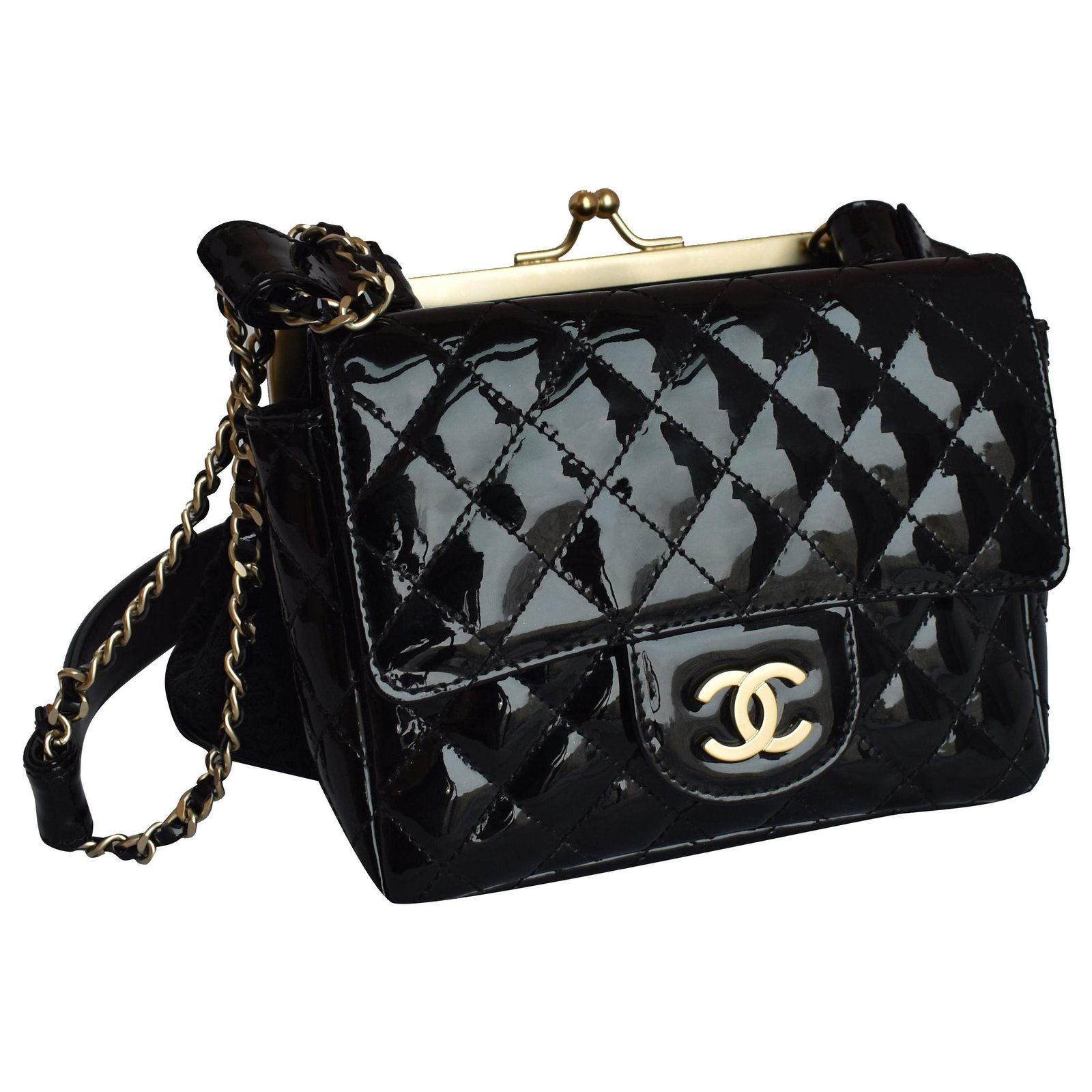 Chanel Timeless Mini Bag with Lace Clutch Black Leather Patent leather  ref.277533 - Joli Closet