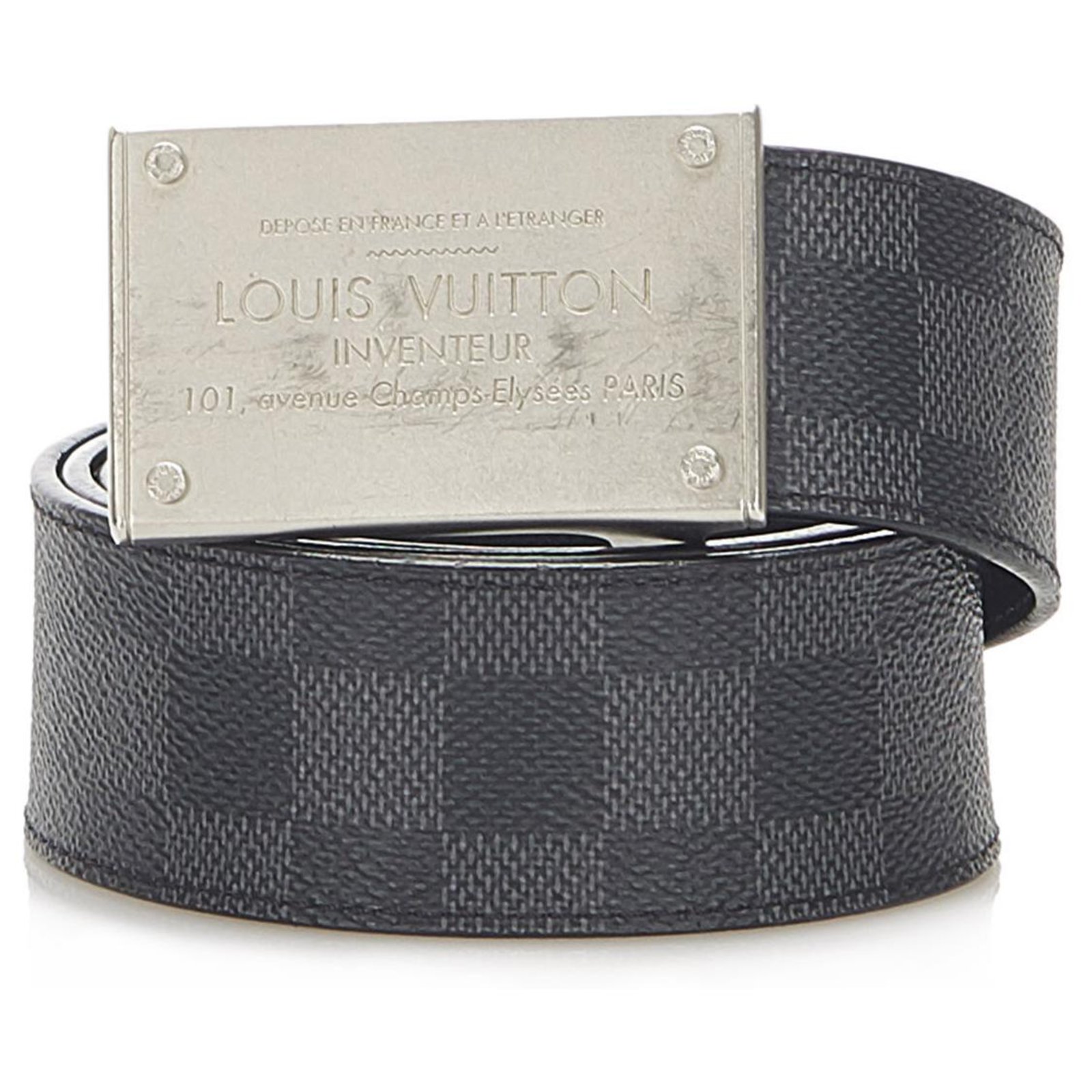 Louis Vuitton Black Travelling Requisites Belt Leather Metal Pony
