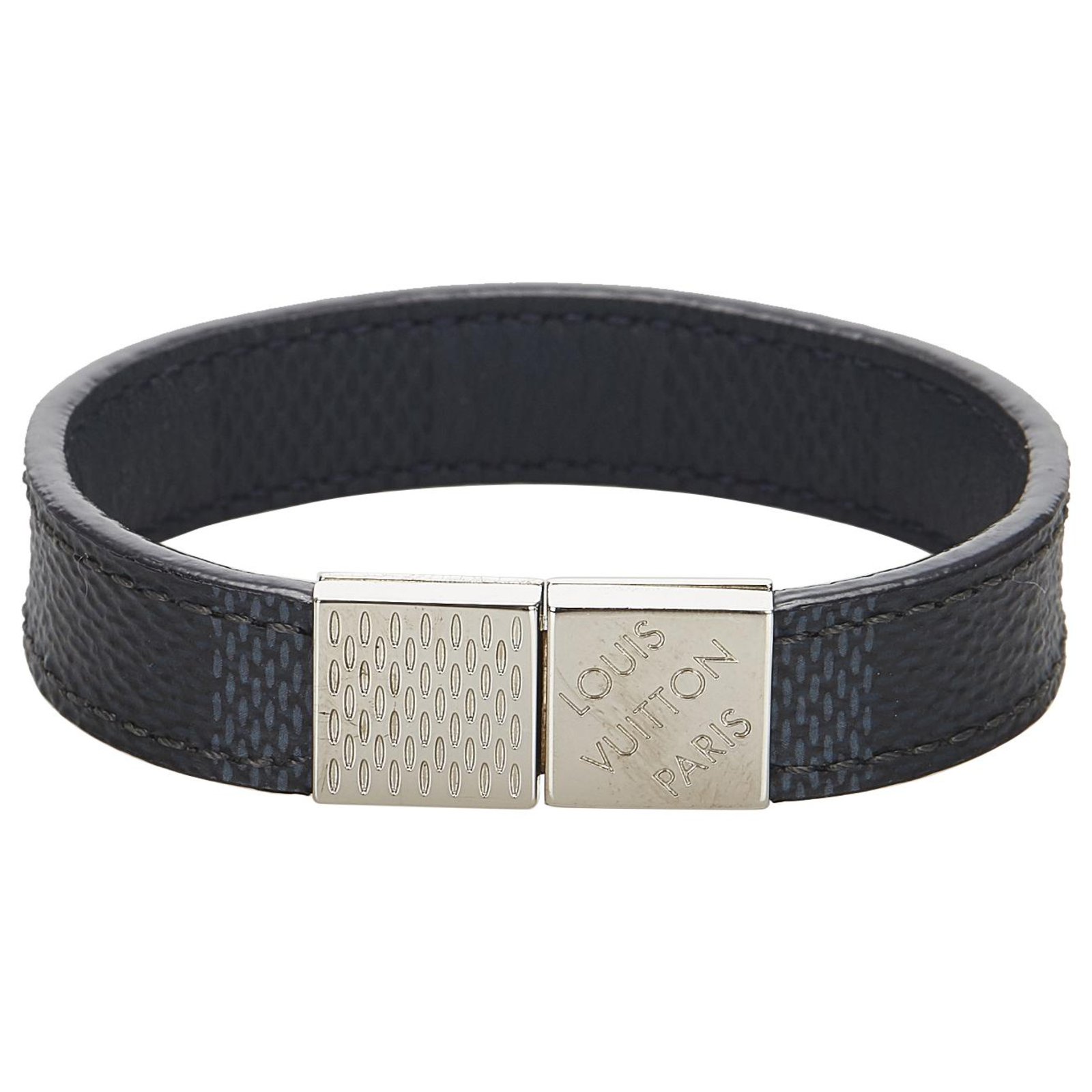 Louis Vuitton Black Damier Graphite Pull It Bracelet Grey Cloth