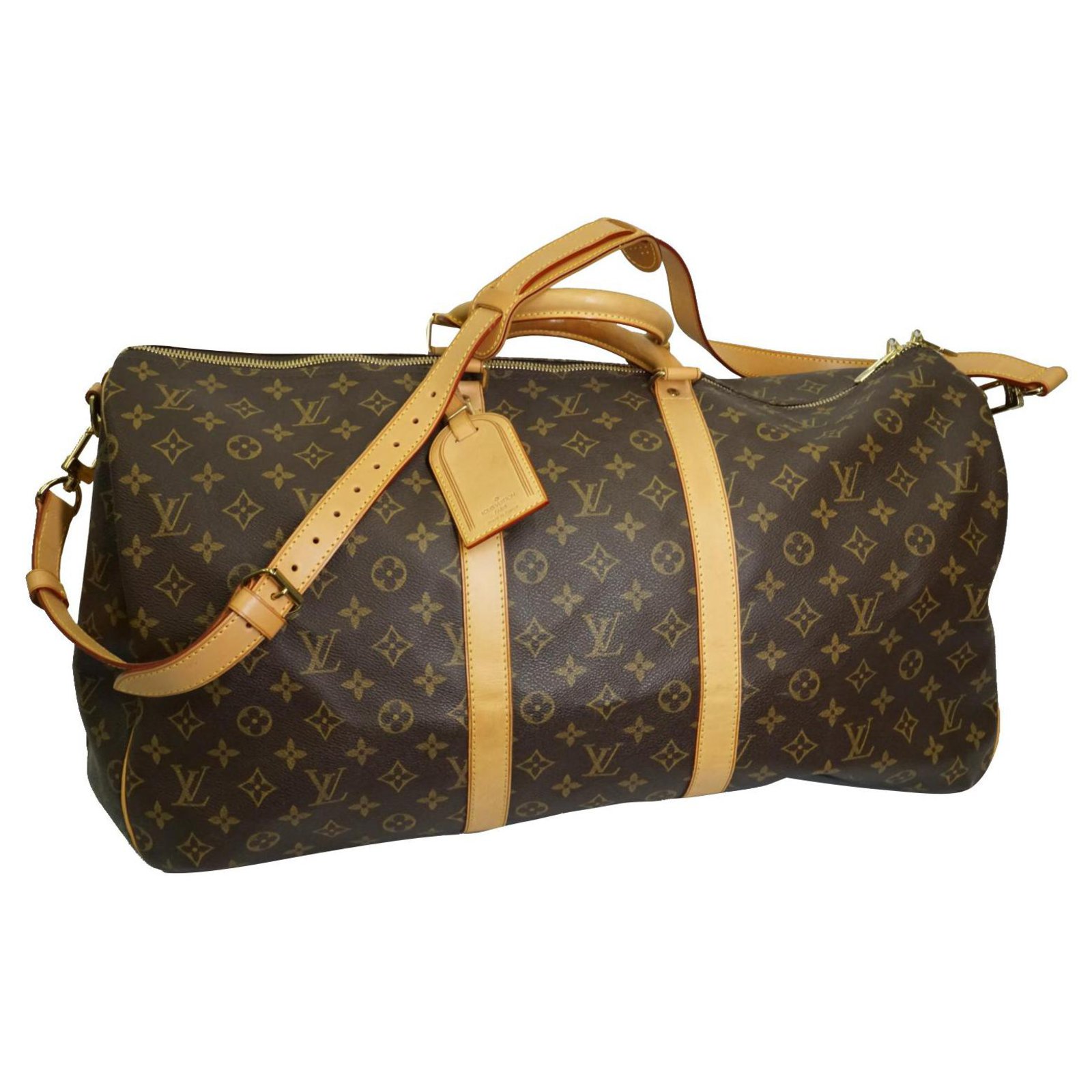 Louis Vuitton Keepall 55 Monogram Canvas Travel Bag 2002 Brown Leather  ref.278775 - Joli Closet