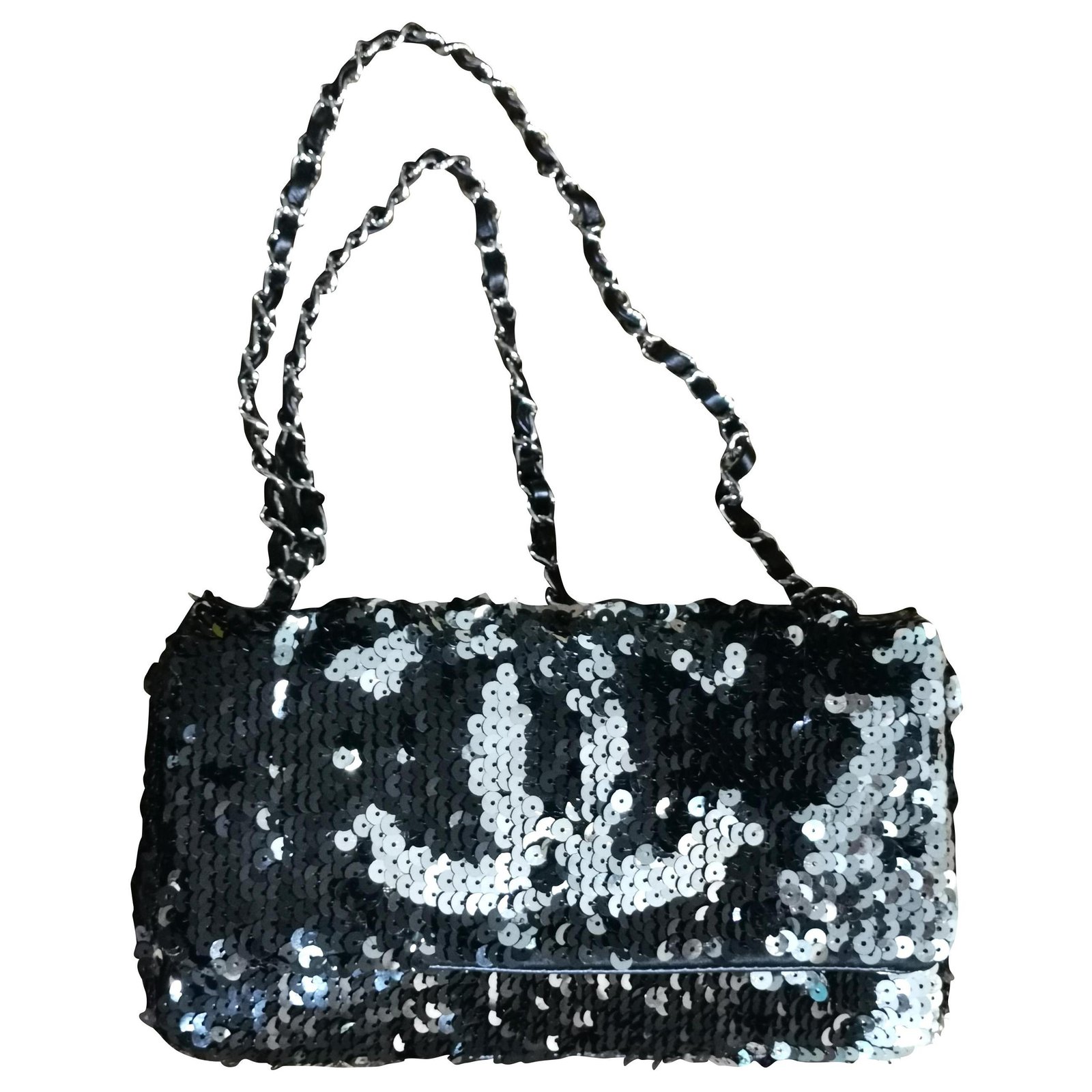 CHANEL, Bags, Chanel Silver Sequin Flap Bag