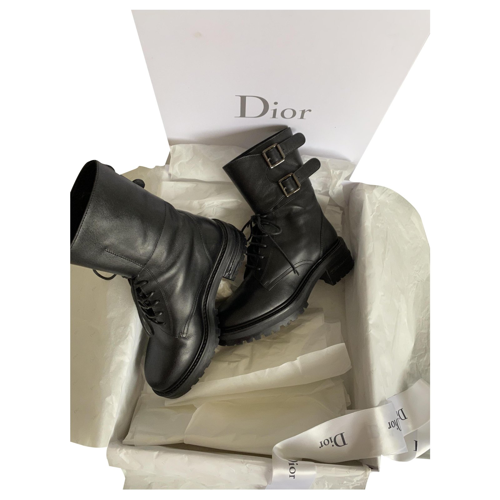 Dior ankle boots in black leather ref.398400 - Joli Closet
