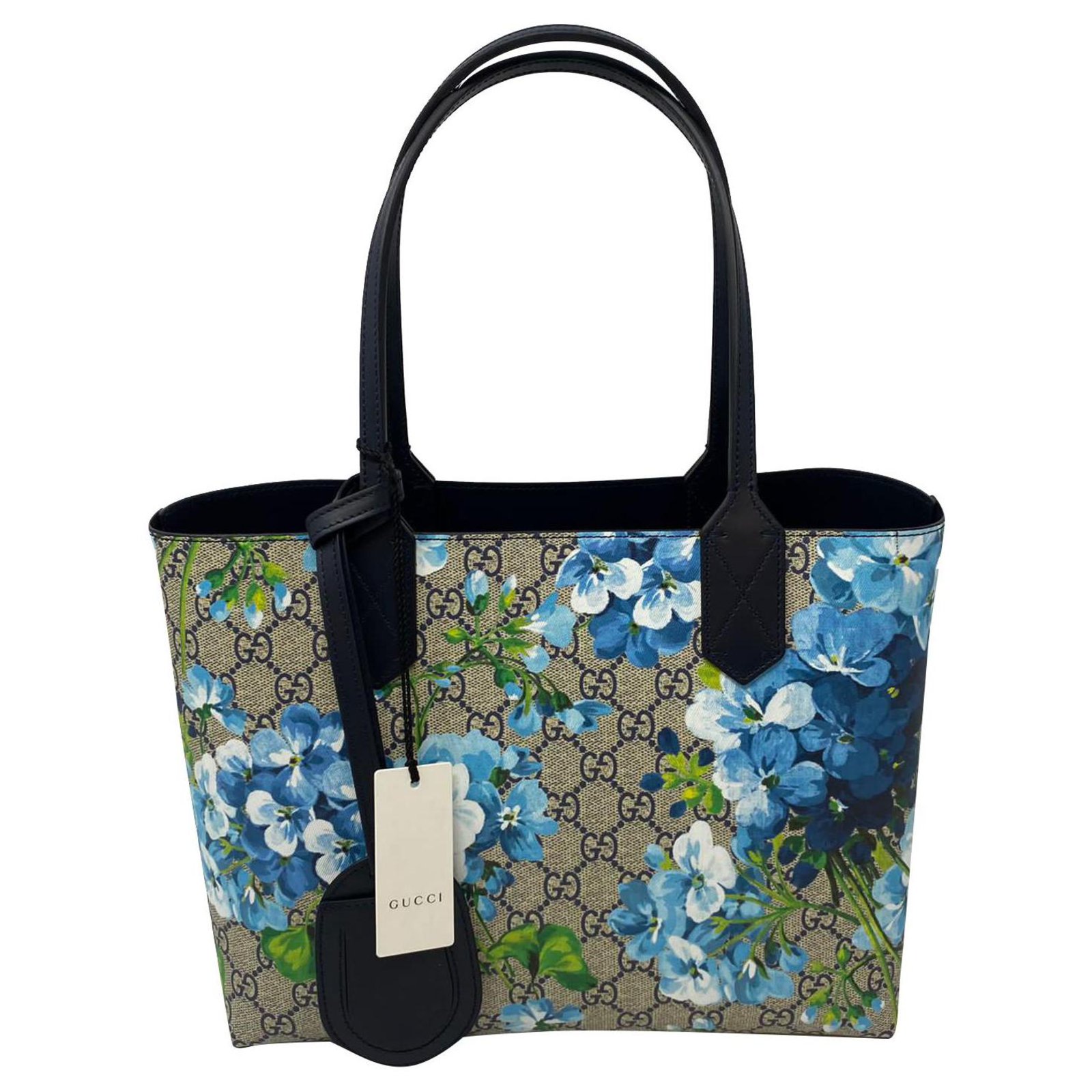GUCCI small reversible Blooms GG Supreme Tote Bag Blue Multiple colors  Leather ref.280284 - Joli Closet