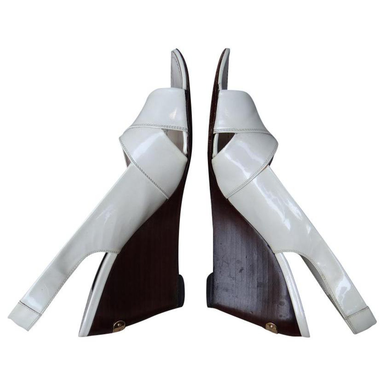 Louis Vuitton Damier Azur Canvas Slingback Wedge Platform Sandals Size 38  Louis Vuitton