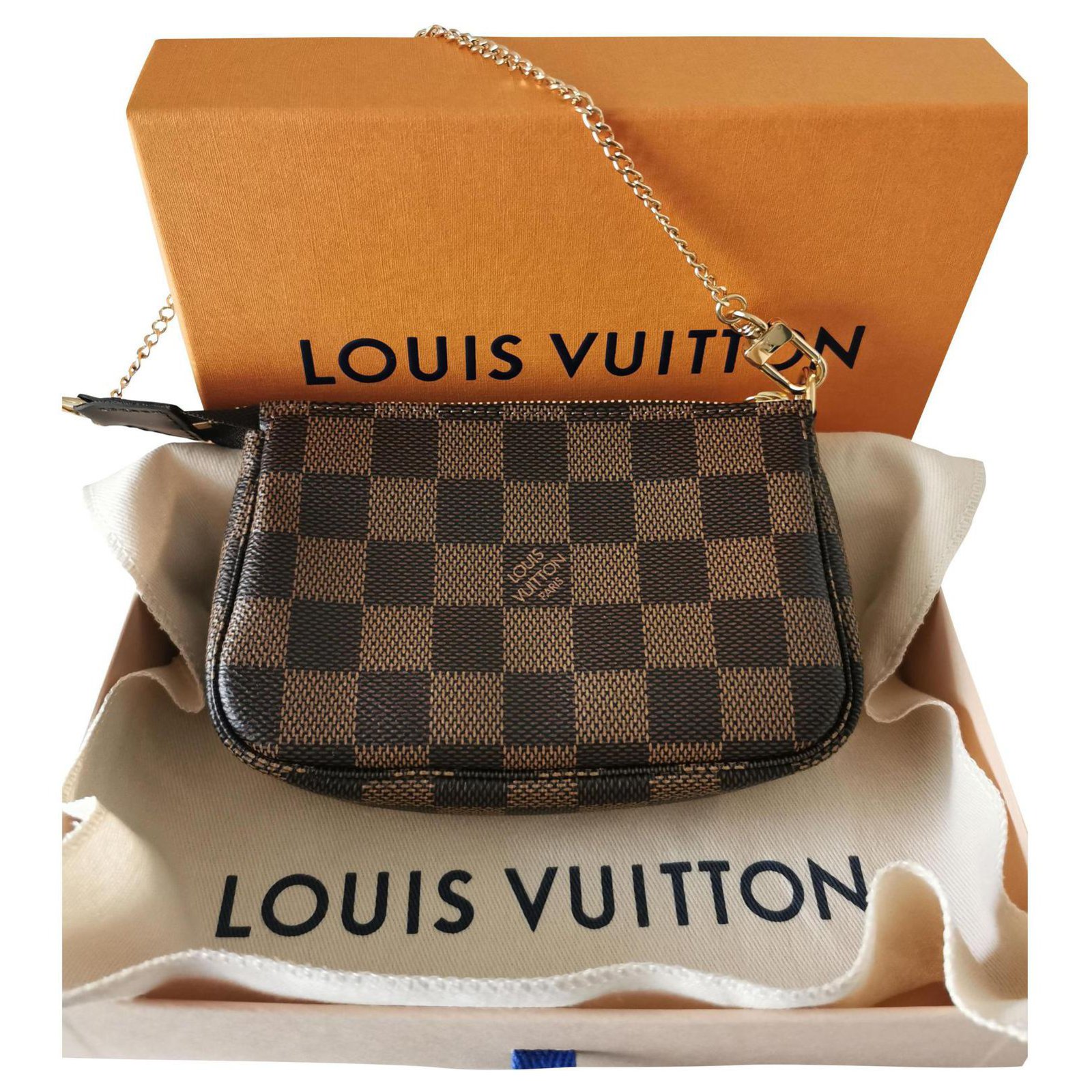 Louis Vuitton Mini Pochette accessoires Damier Ebene Gold hardware