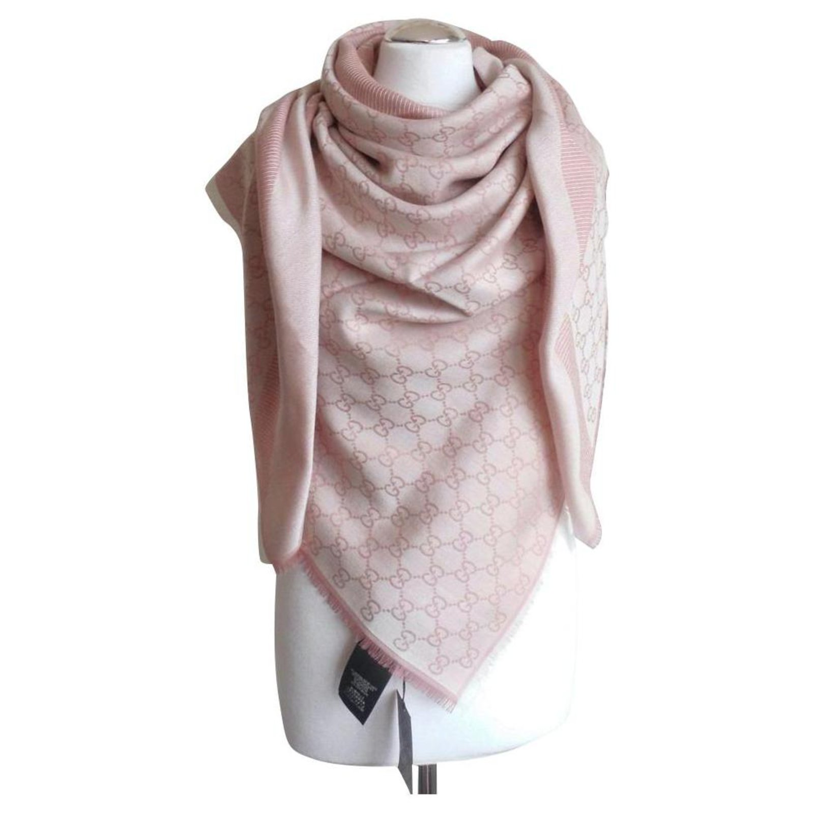 shawk scarf gucci gg pink wool and silk  - Joli Closet