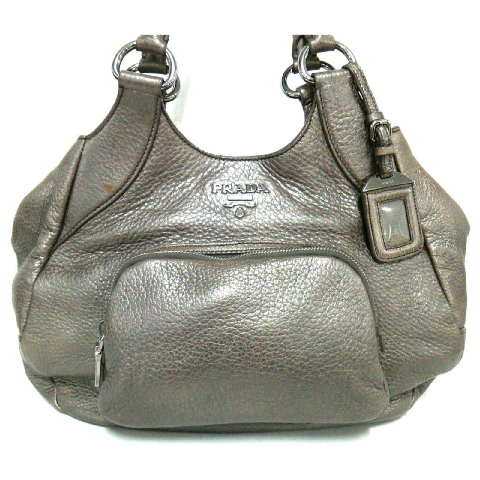 Prada Leather Shoulder Bag - Grey