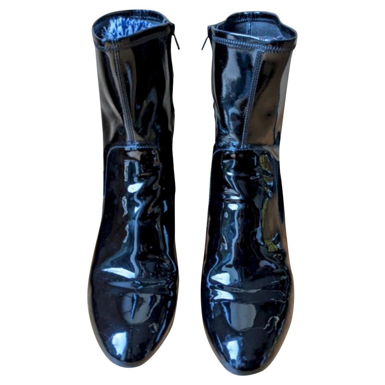 Louis Vuitton, Shoes, Louis Vuitton Patent Silhouette Ankle Boots 36  Black