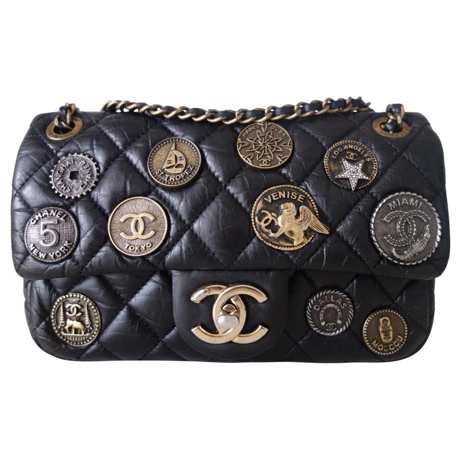 Timeless Classic Chanel bag charms Black Leather ref.283540 - Joli Closet