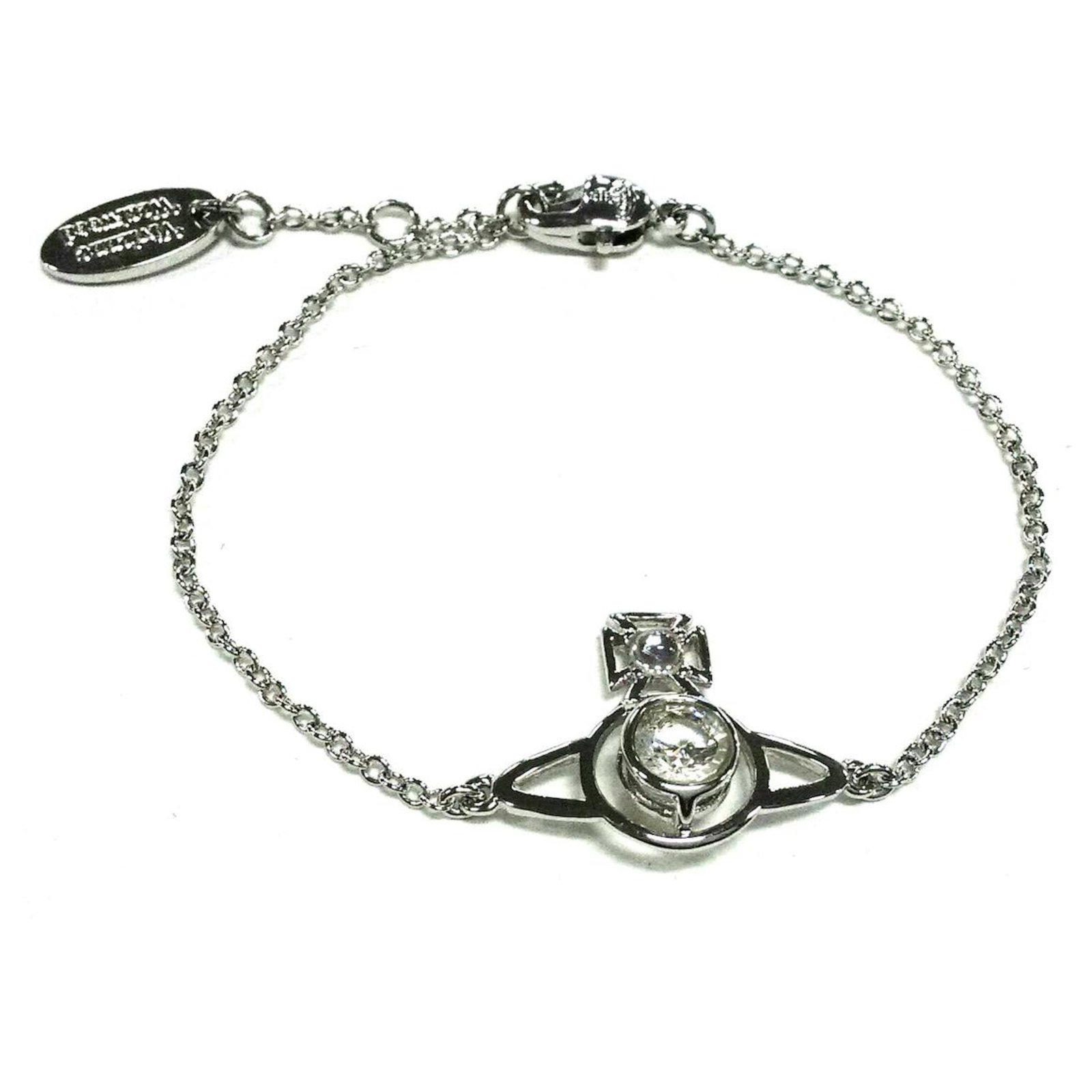 Mayfair Bas Relief Bracelet in RHODIUM-Crystal | Vivienne Westwood®