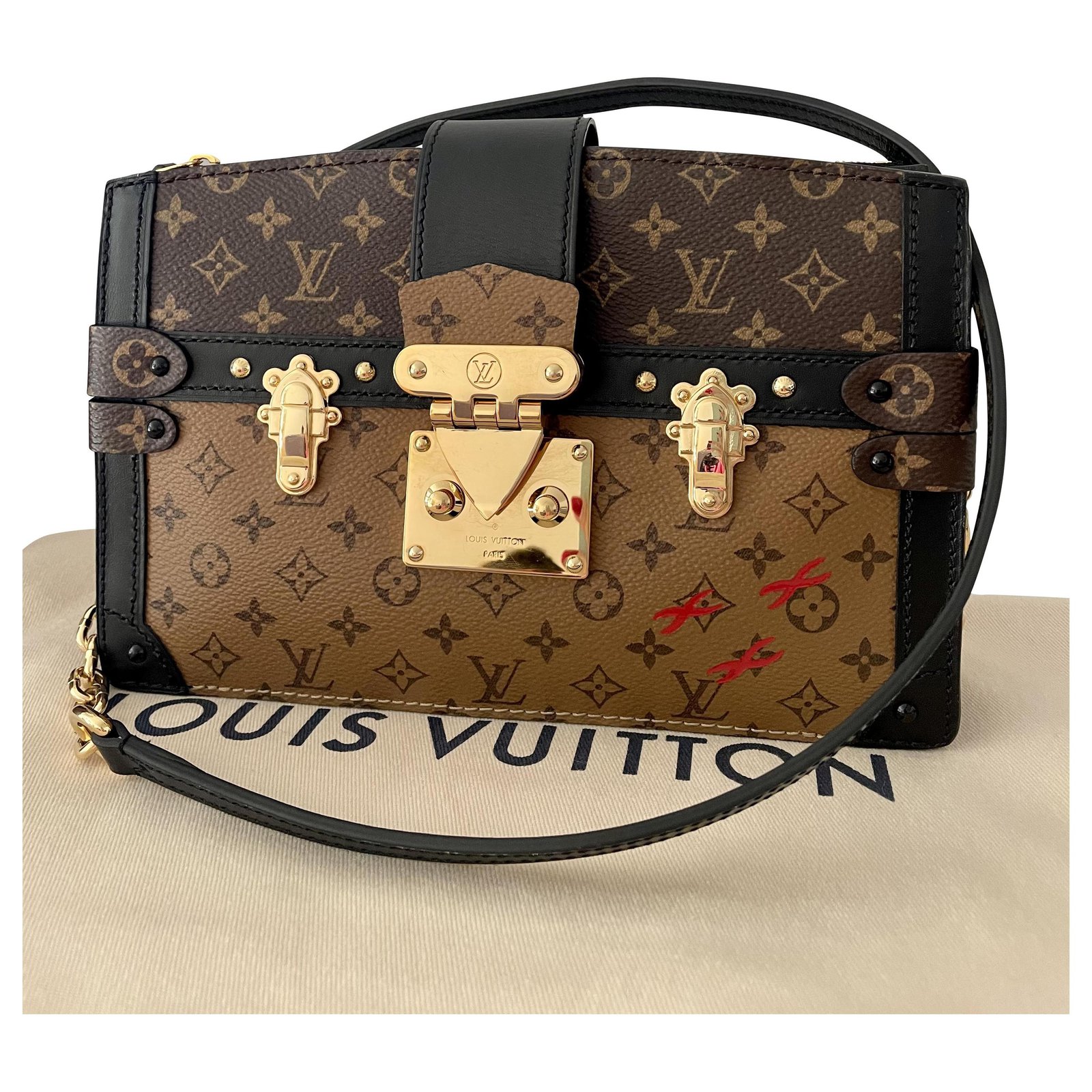 Louis Vuitton Trunk Clutch Reverse Monogram Brown Cloth ref.283596