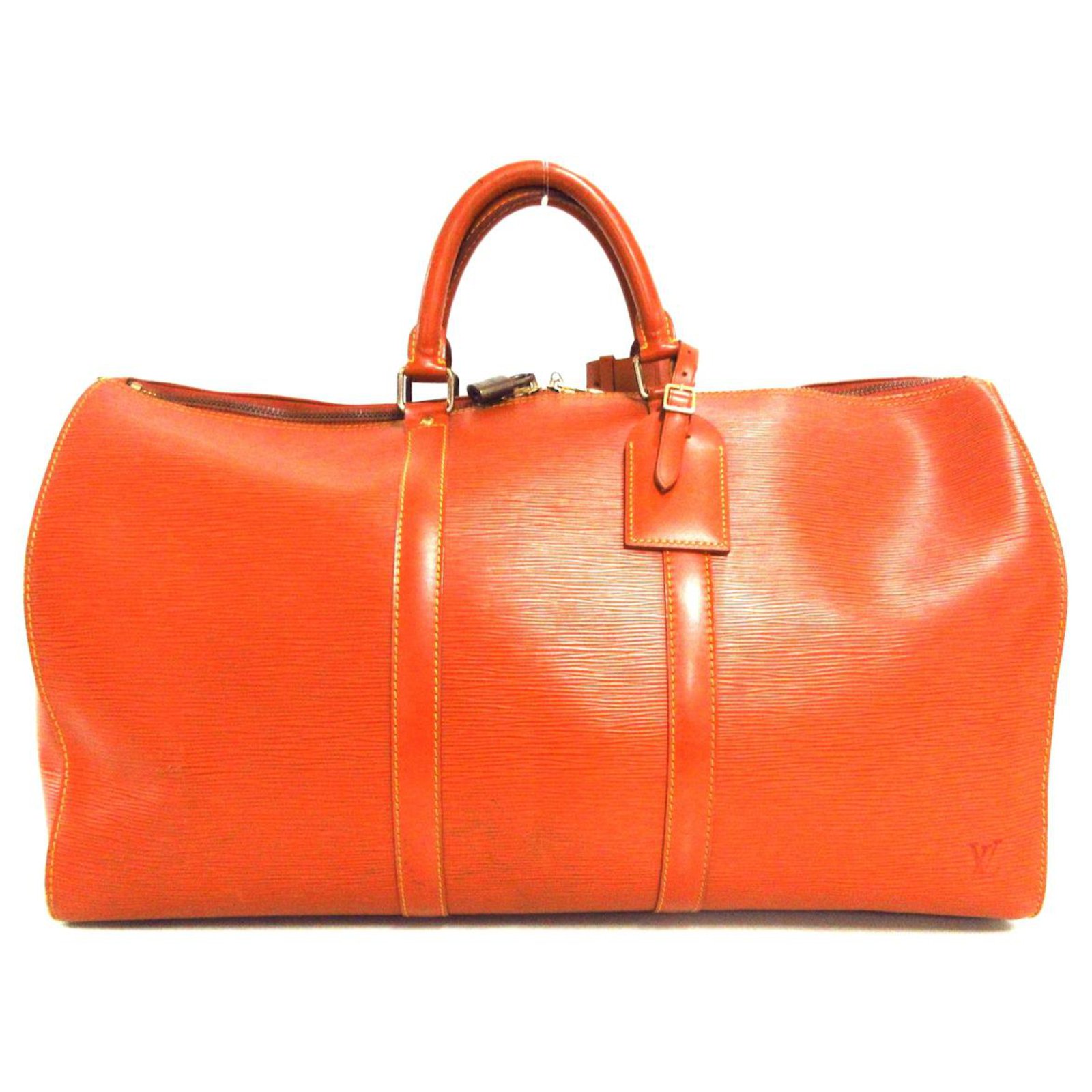 Louis Vuitton Keepall 50 Orange Leather ref.283862 - Joli Closet