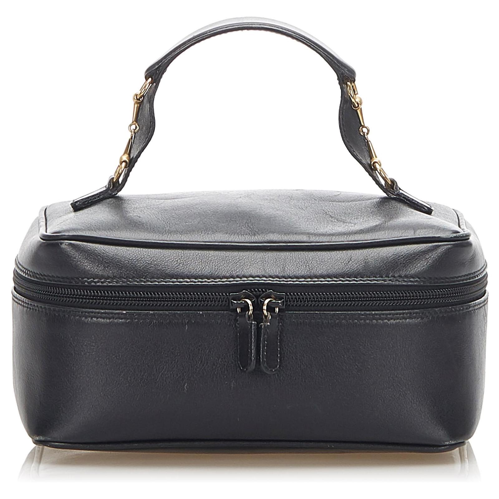 バッグ GUCCI Horsebit Black Leather Vanity Bag Gucci Black Horsebit Leather Vanity Bag Pony-style calfskin ref
