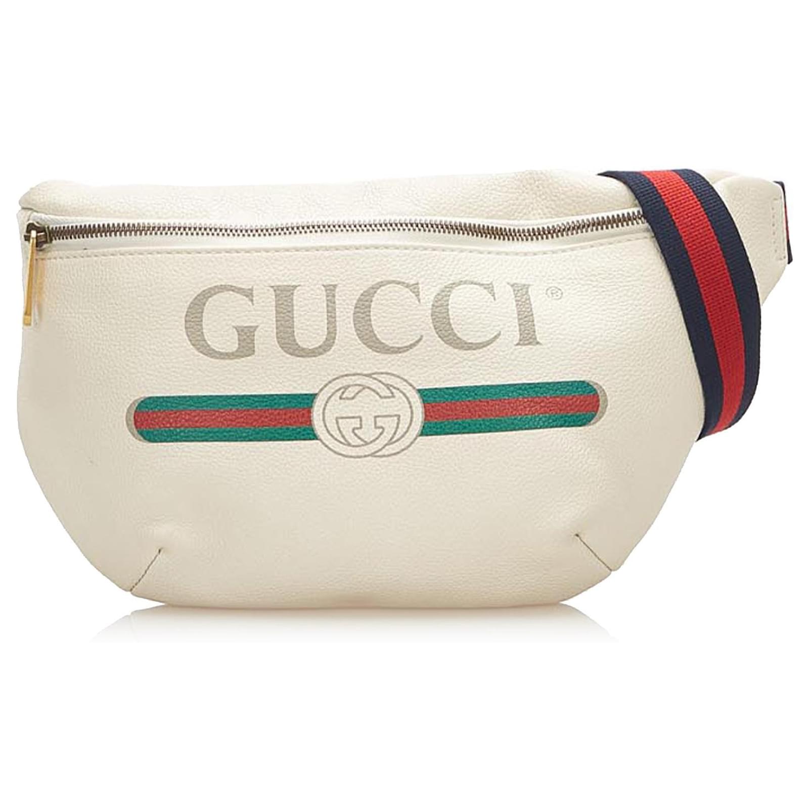 Gucci White 2018 Marsupio in pelle con logo Bianco Multicolore Tela Vitello  simile a un vitello Panno ref.285108 - Joli Closet