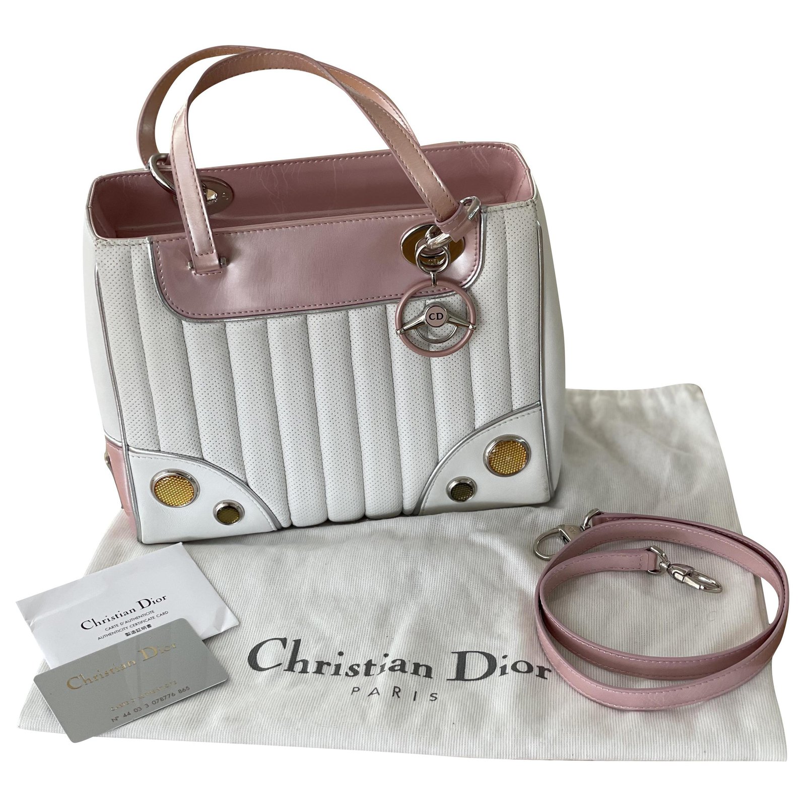Christian Dior Lady Dior Montaigne Cadillac White Leather ref