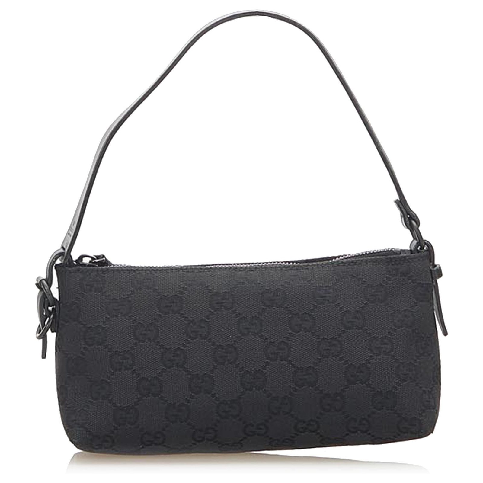 Gucci Black GG Canvas and Leather Baguette Bag - ShopStyle