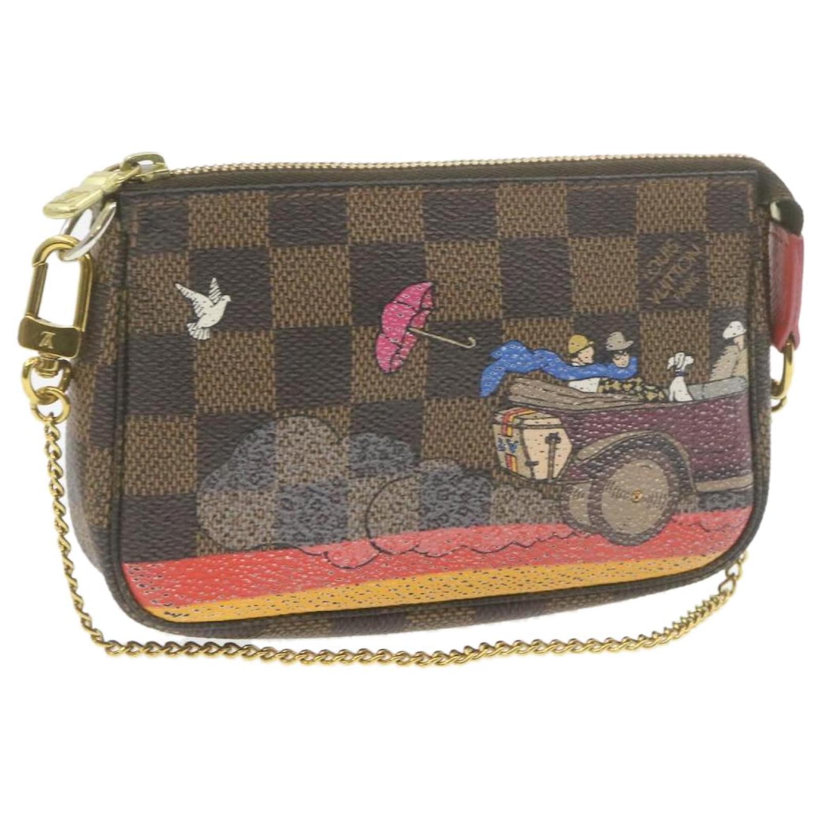 LOUIS VUITTON Damier Ebene Illustre Mini Pochette Accessoires Pouch Auth  ar3592 Lienzo ref.287614 - Joli Closet