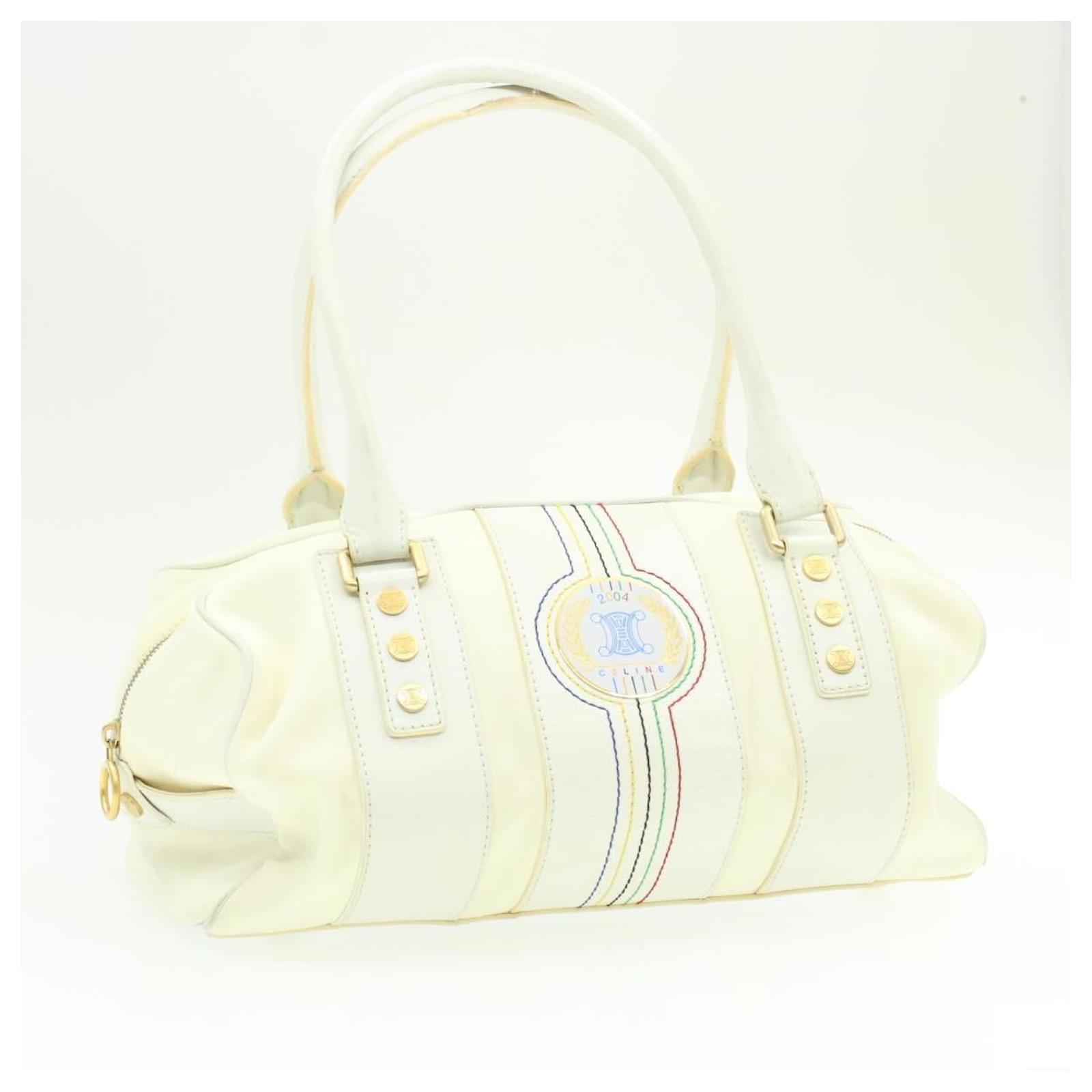 Céline CELINE Leather Shoulder Bag White 2004 Athenae Olympic