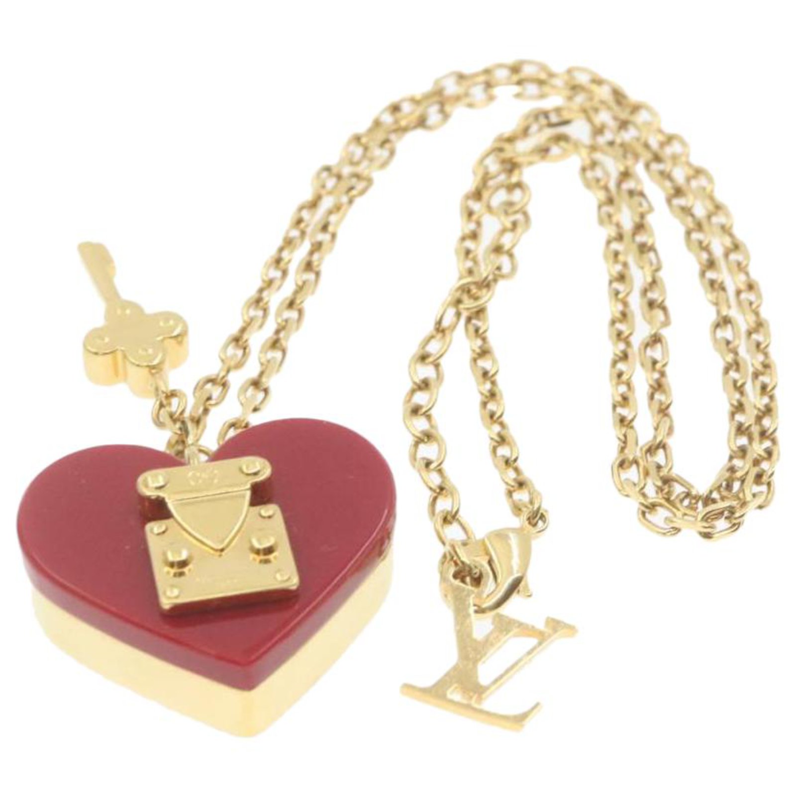 LOUIS VUITTON Collar con colgante de corazón en tono oro rosa LV Auth 20954  Dorado Metal ref.287997 - Joli Closet