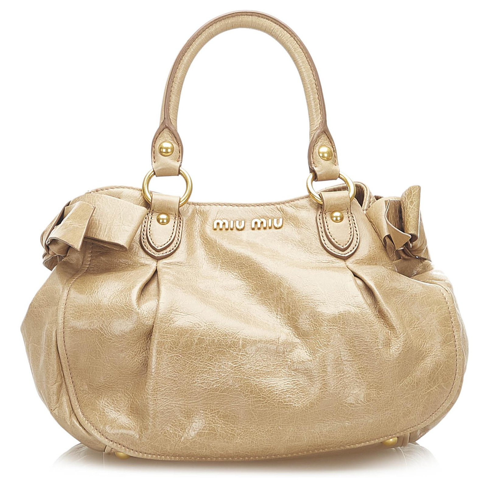 Miu Miu Vitello Lux Shoulder Bag Brown Leather Pony-style calfskin