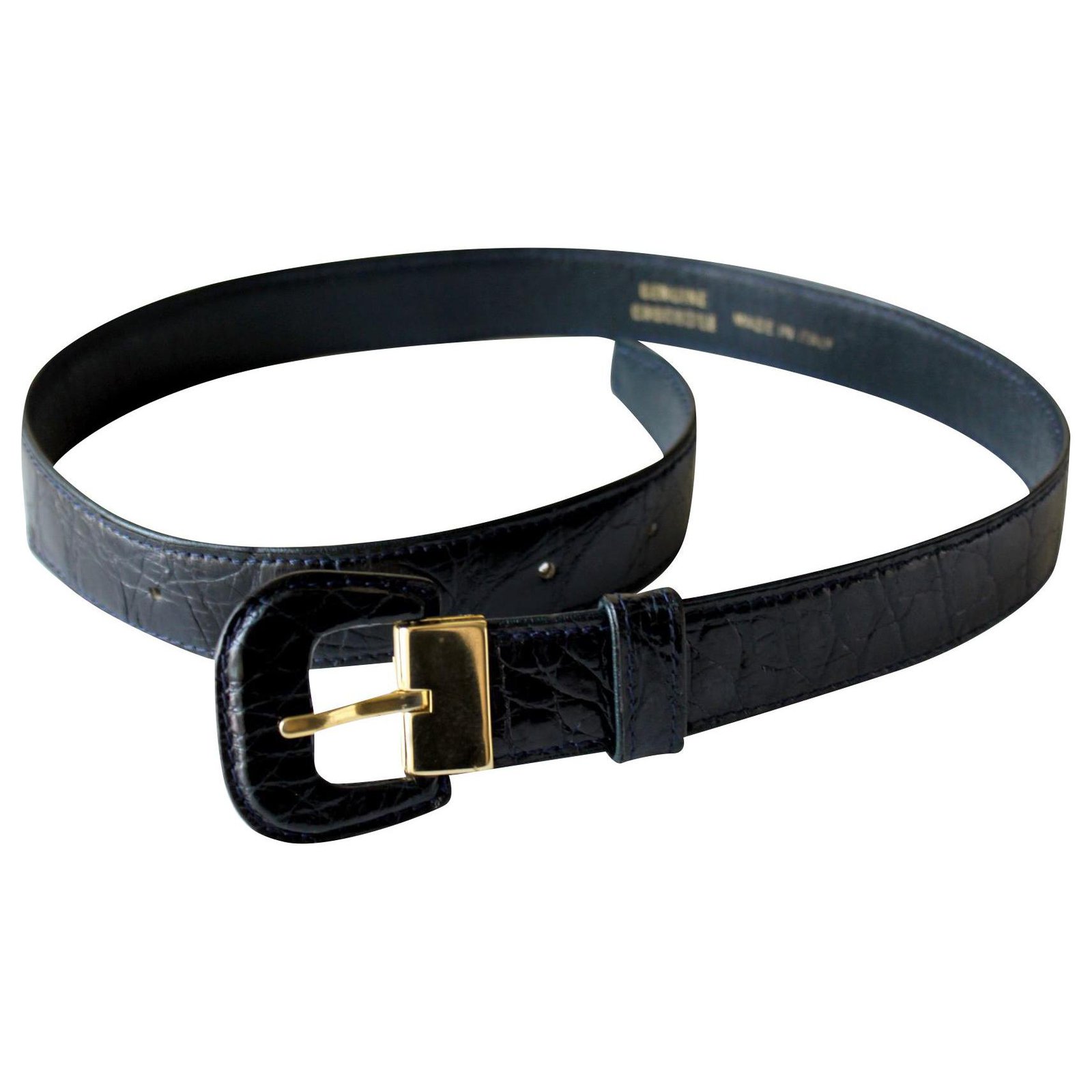 Crocodile leather belt in deep blue