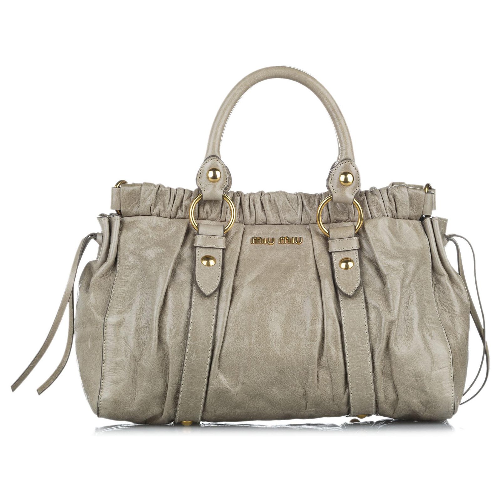 Miu Miu Gray Vitello Shine Satchel Grey Leather Pony-style