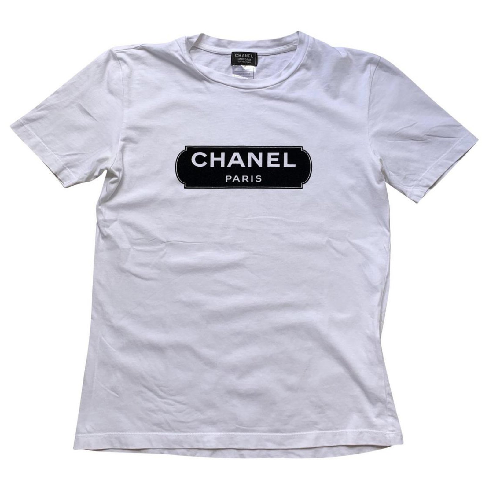 CHANEL 20P Logo TShirt Lace Details 3436 New  Timeless Luxuries