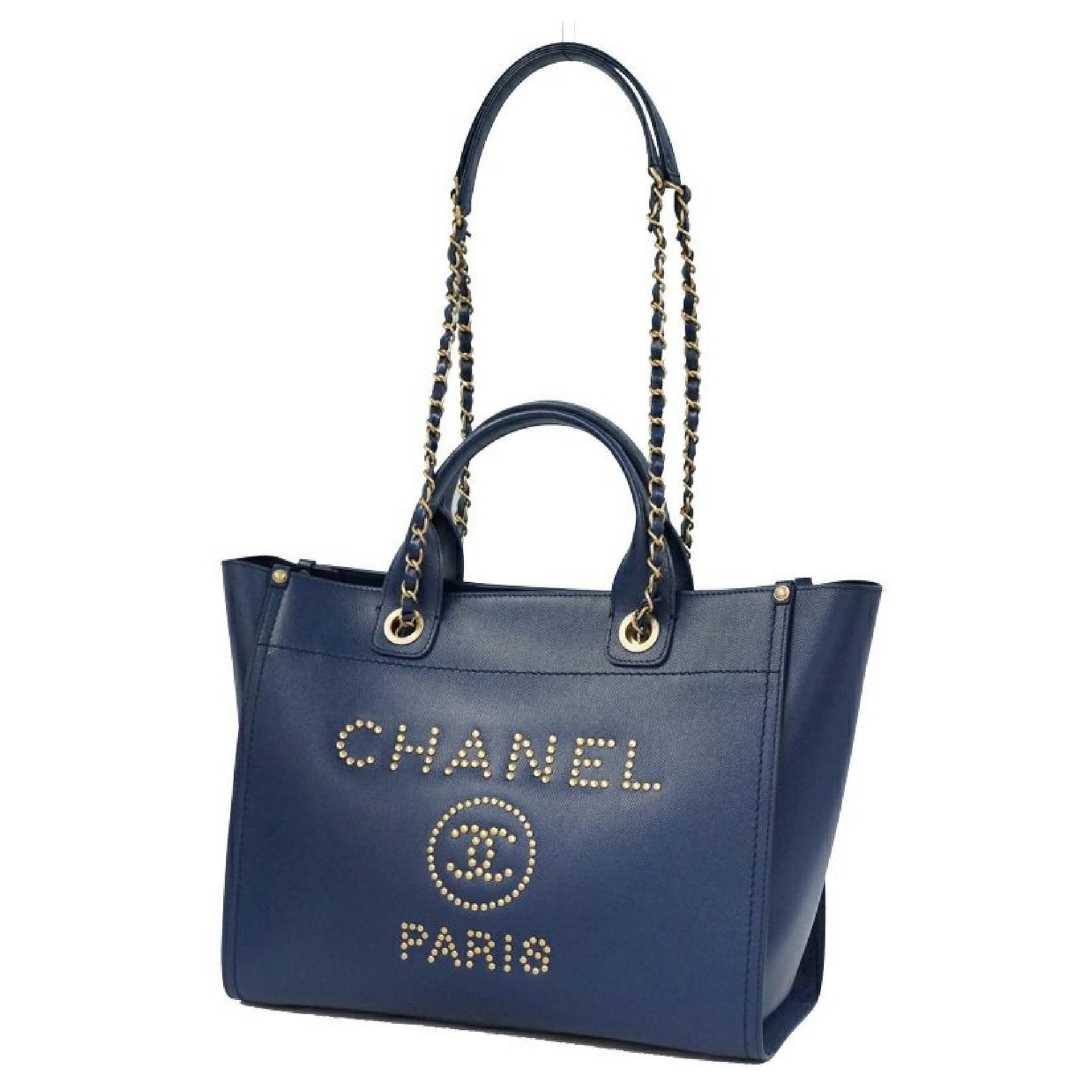 Chanel Chain Tote Deauville Small Dark Blue - US