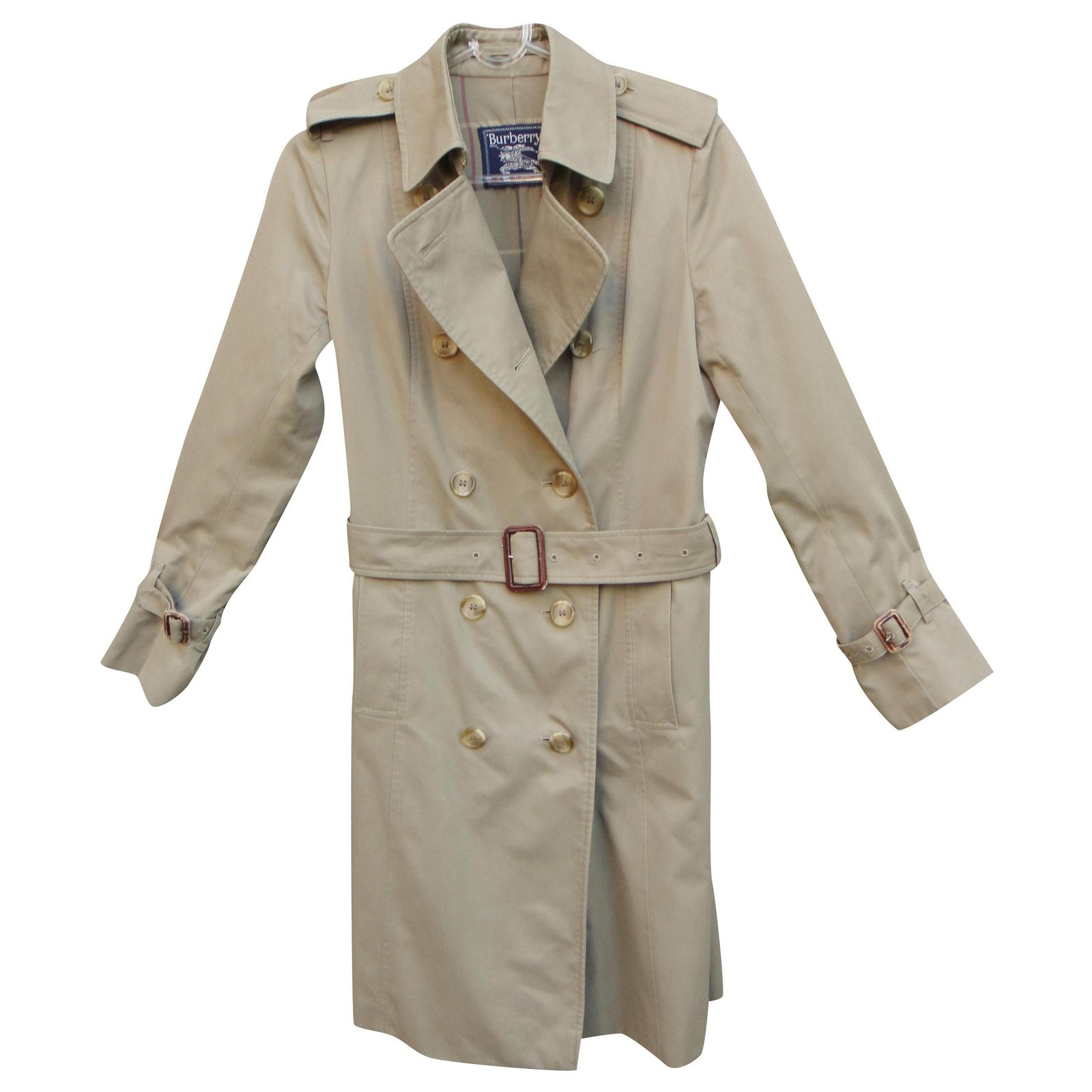 womens Burberry vintage t trench coat 36 Khaki Cotton Polyester   - Joli Closet