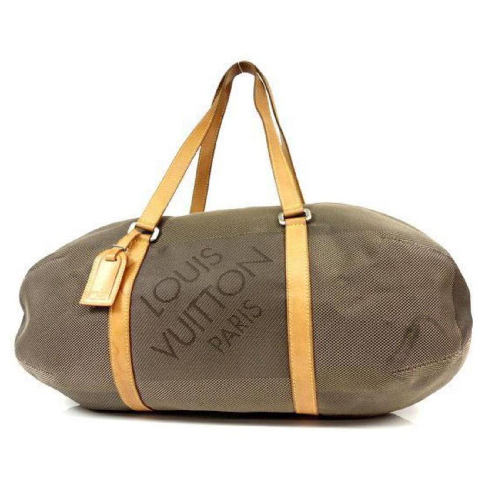 Louis Vuitton Duffle Khaki Terre Damier Geant Attaquant Boston Brown Canvas  Weekend/Travel Bag Leather ref.289733 - Joli Closet