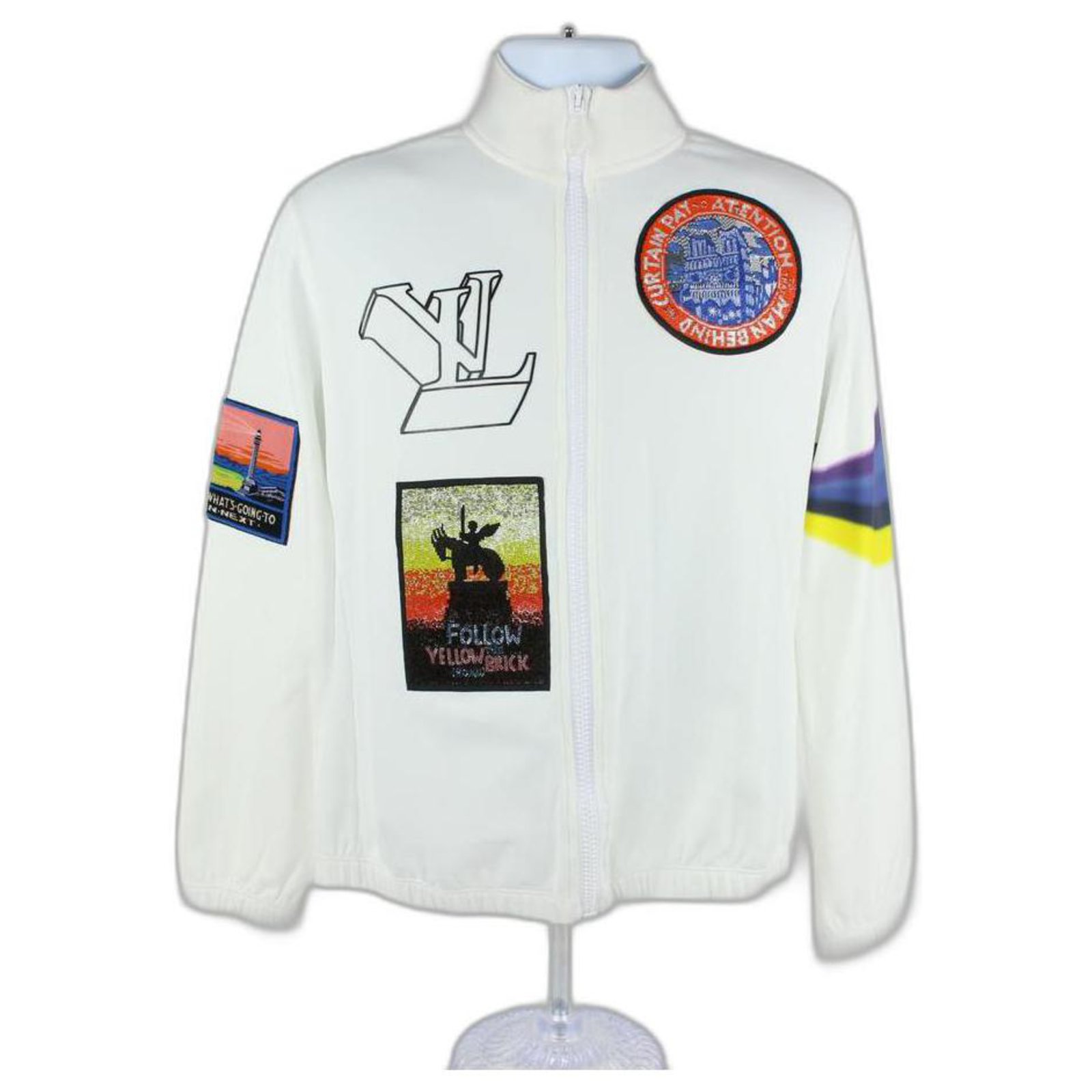 Louis Vuitton White (runway) Virgil Ablow Patch Ss19 Sleeve Zip Up