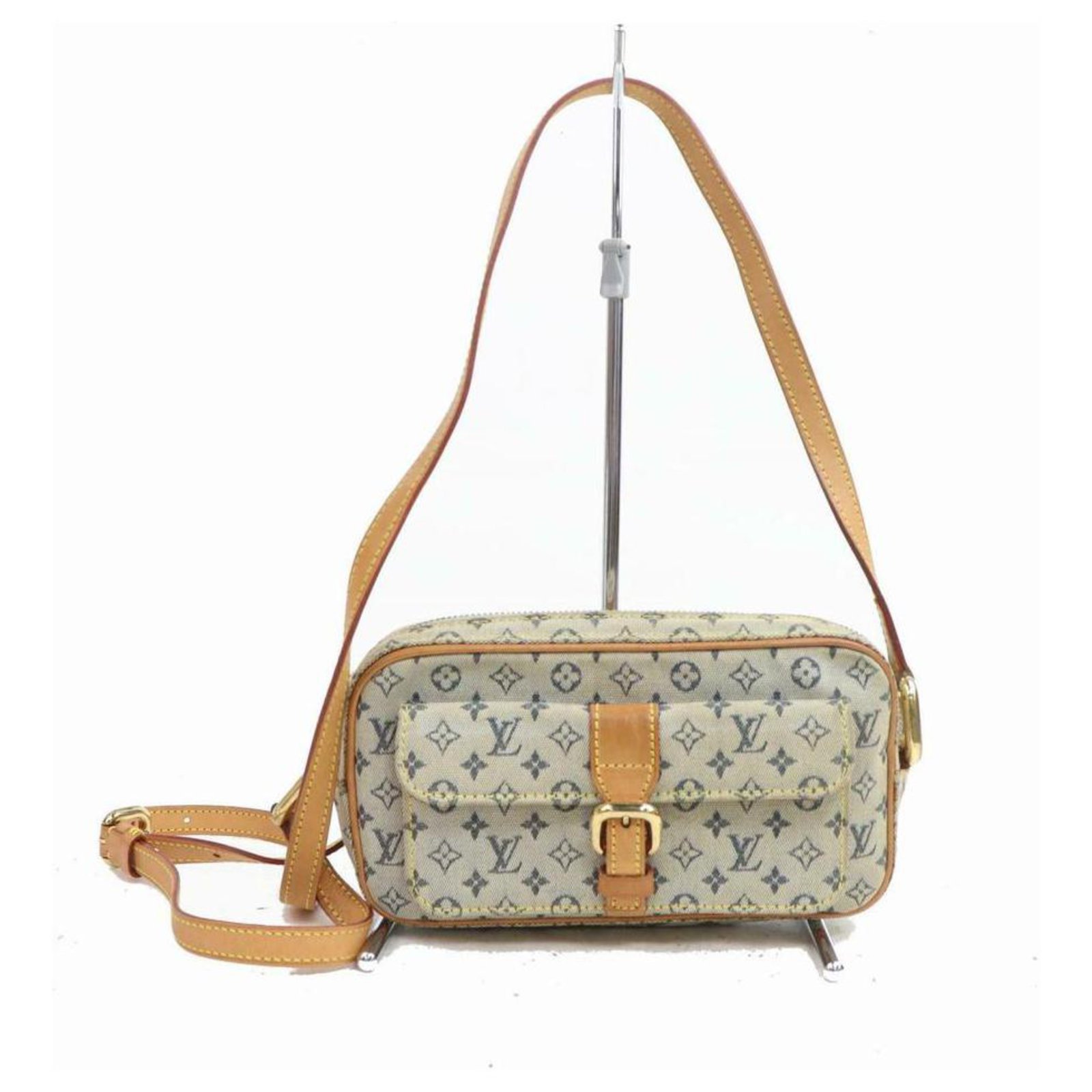 Louis Vuitton Juliette Blue Mm Grey Monogram Mini Lin Canvas Shoulder Bag  Leather Metal ref.289983 - Joli Closet