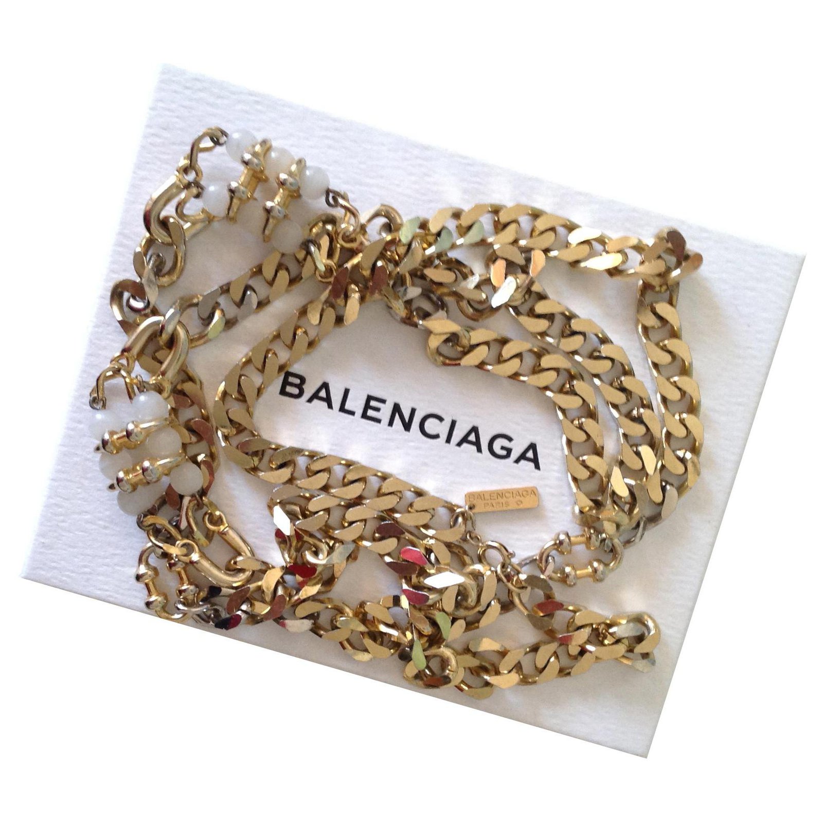 Balenciaga Gold Thin B Chain Necklace  SSENSE