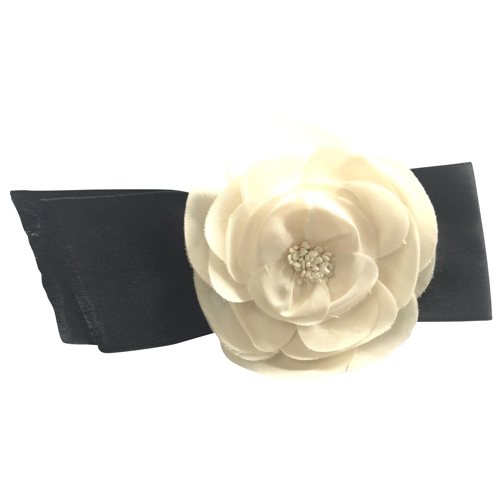 Chanel Black Flower Bow Brooch Chanel