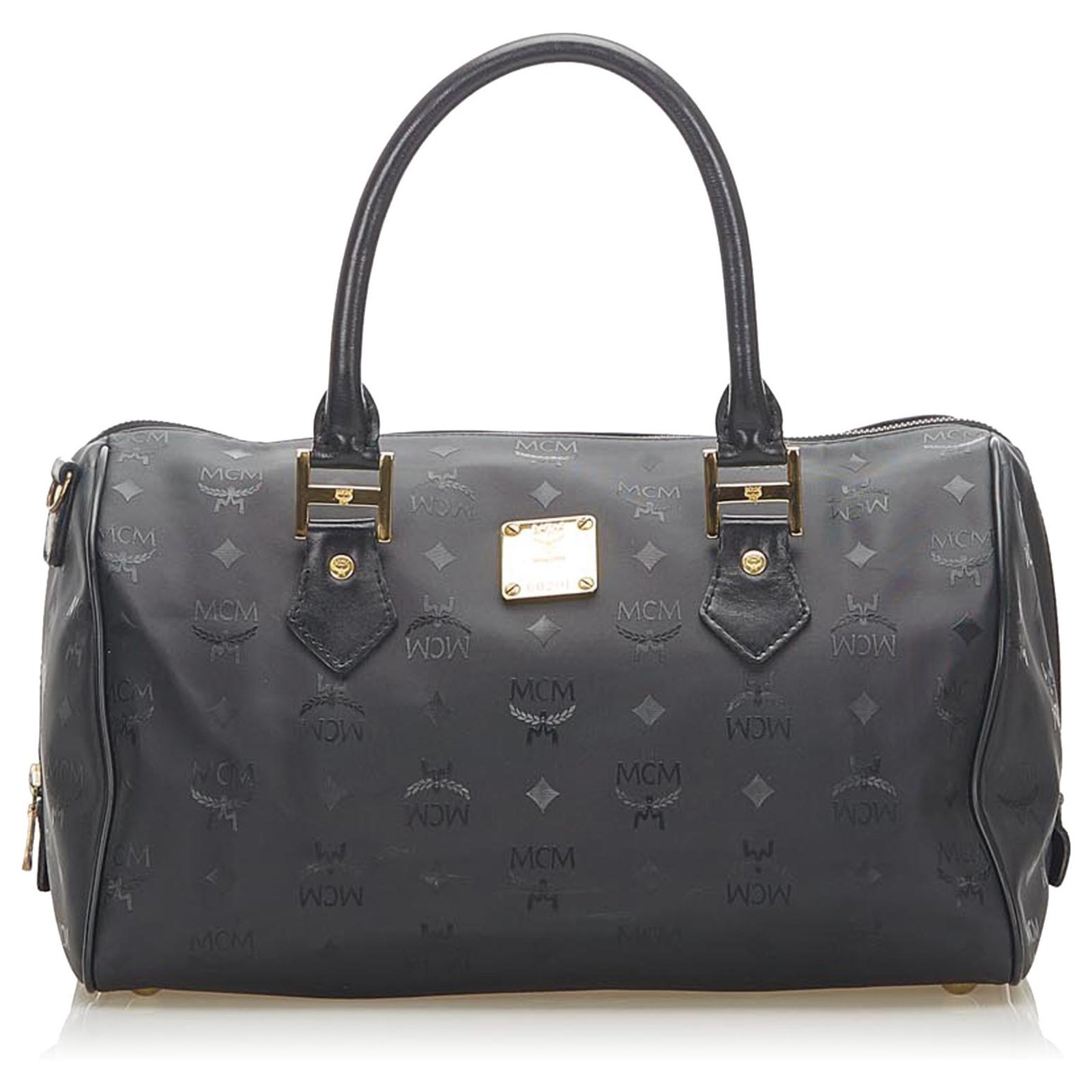 Mcm Visetos Nylon Boston Bag