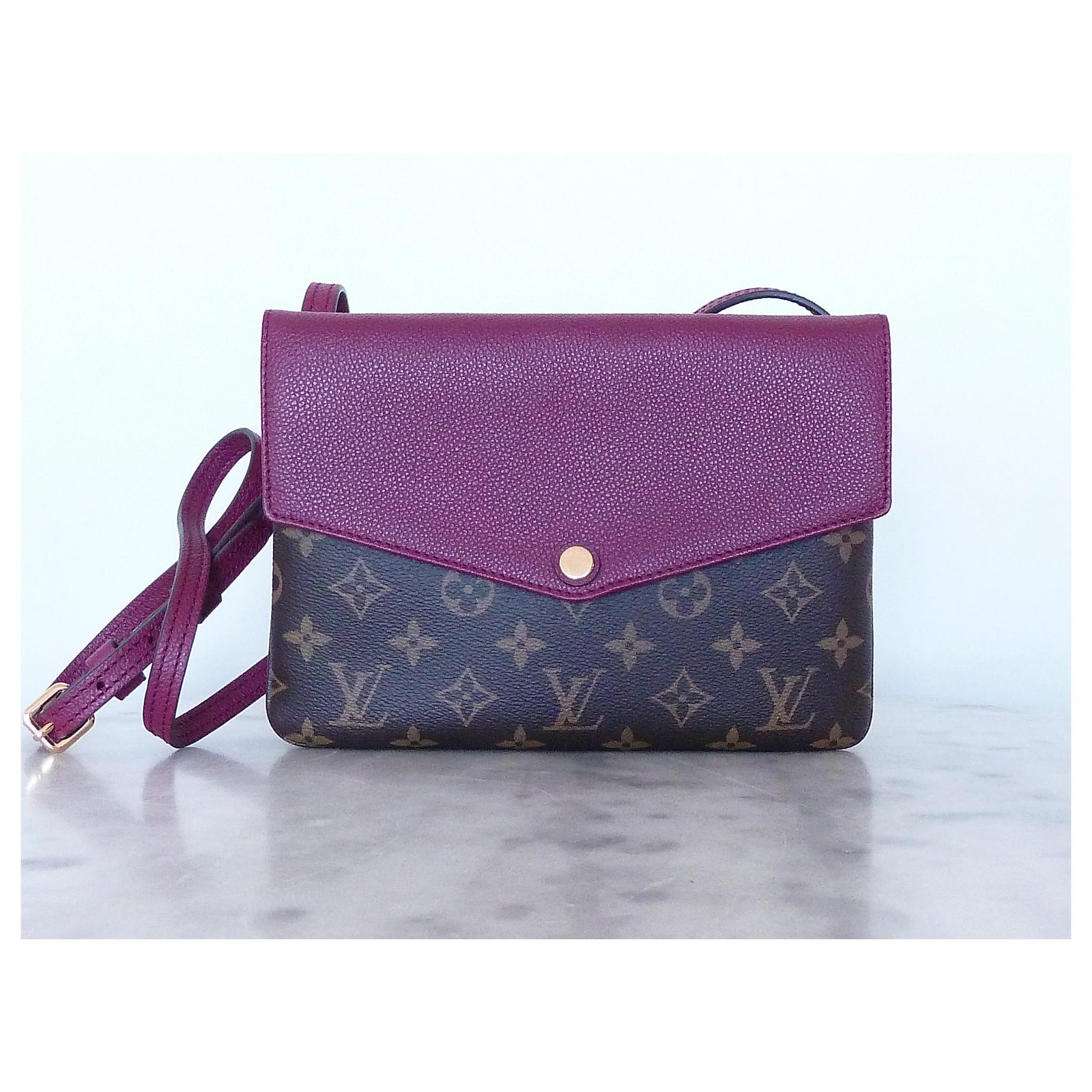 Louis Vuitton, Bags, Auth Louis Vuitton Monogram Twice M583 Womens  Shoulder Bag Aurore