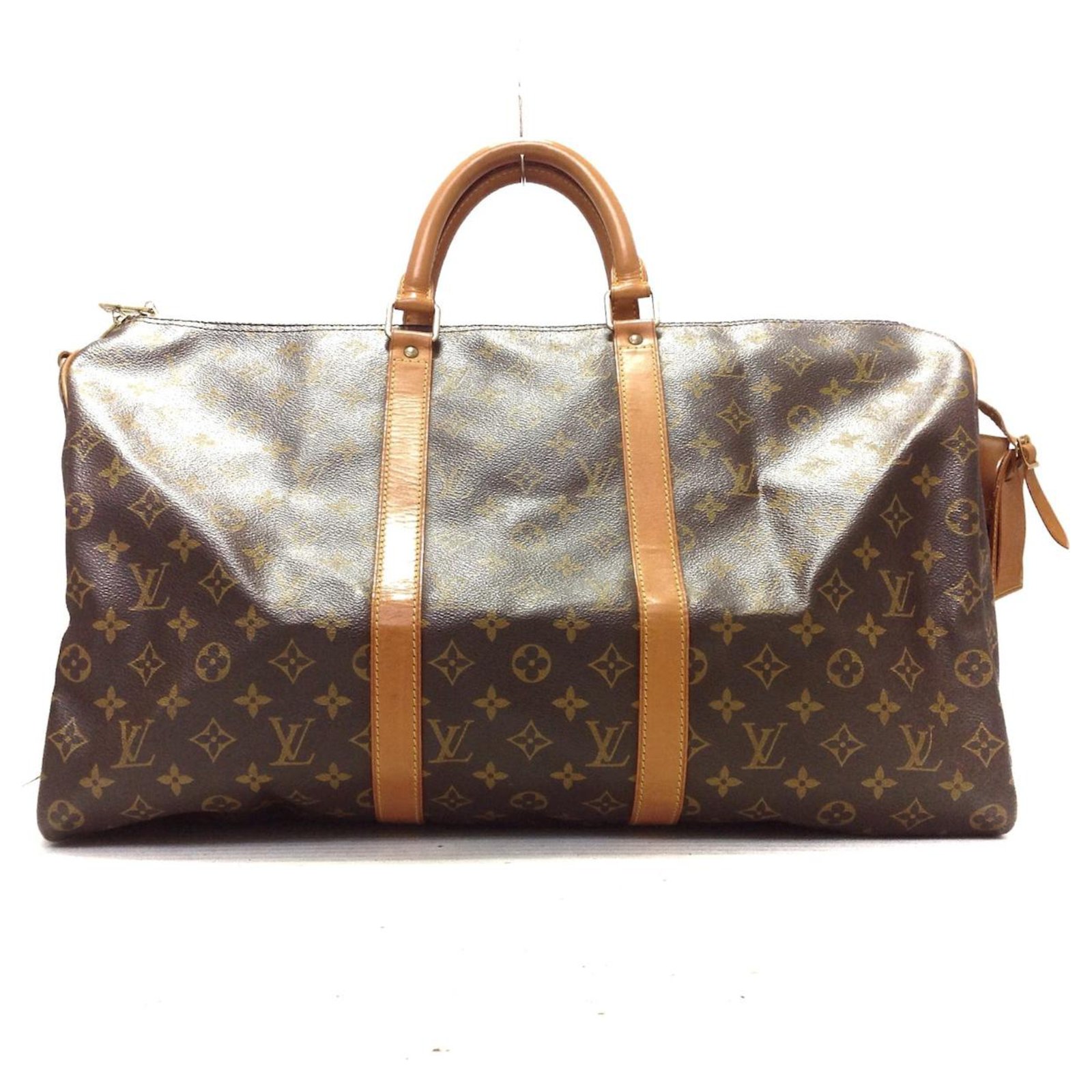 Keepall leather travel bag Louis Vuitton Silver in Leather - 25043417