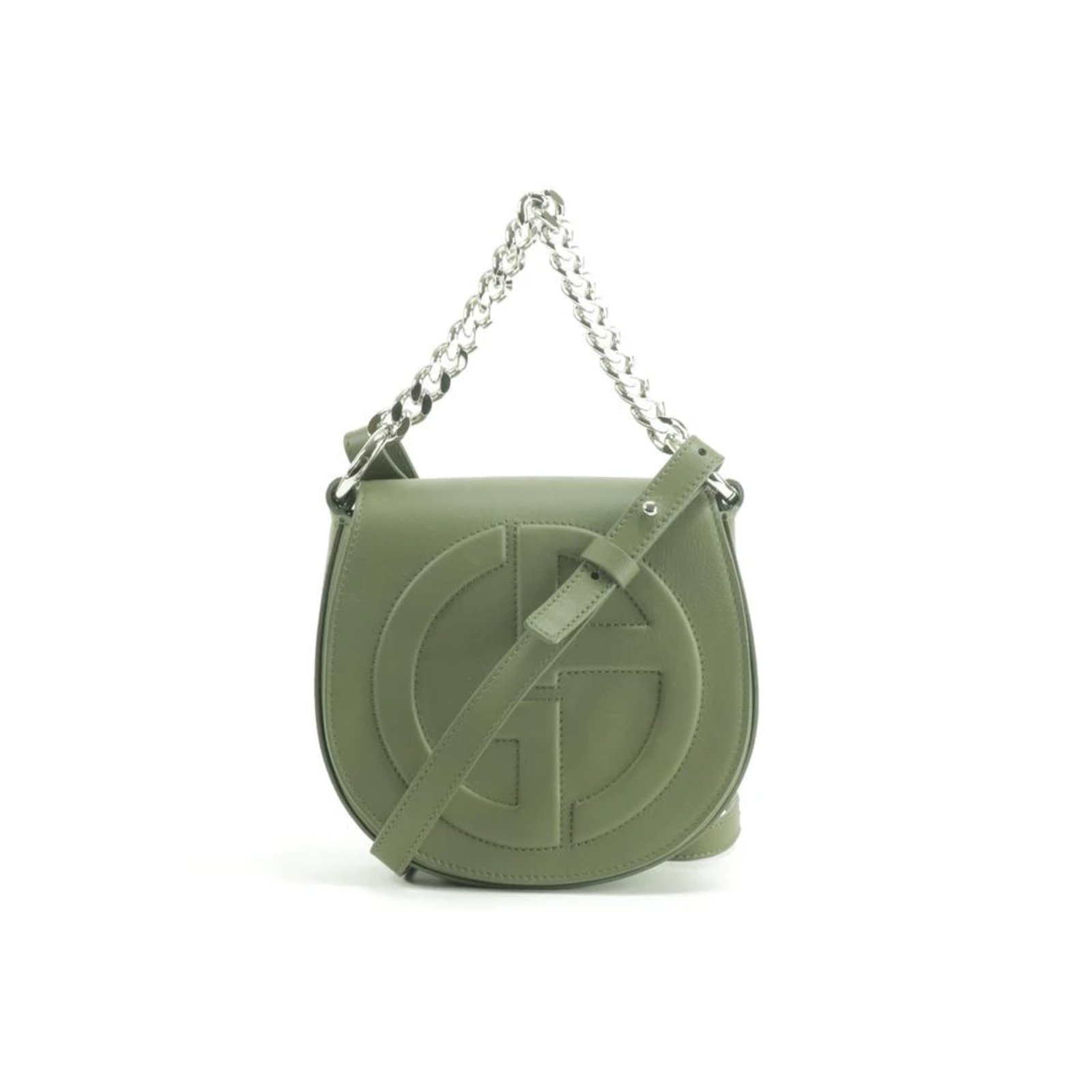 Giorgio Armani Logo Flap-Top Green Leather Crossbody Plastic ref.291432 -  Joli Closet