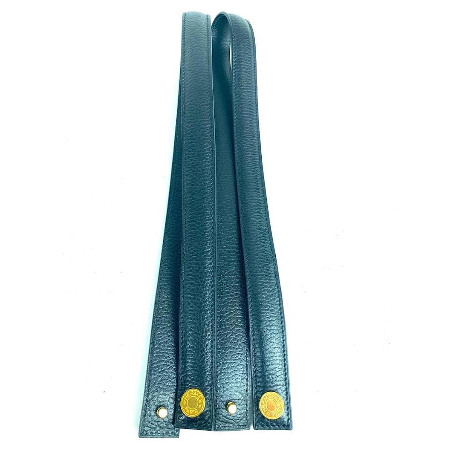 Hermès Cinturini in pelle nera con logo dorato 2x Imposta Oro bianco  ref.291551 - Joli Closet