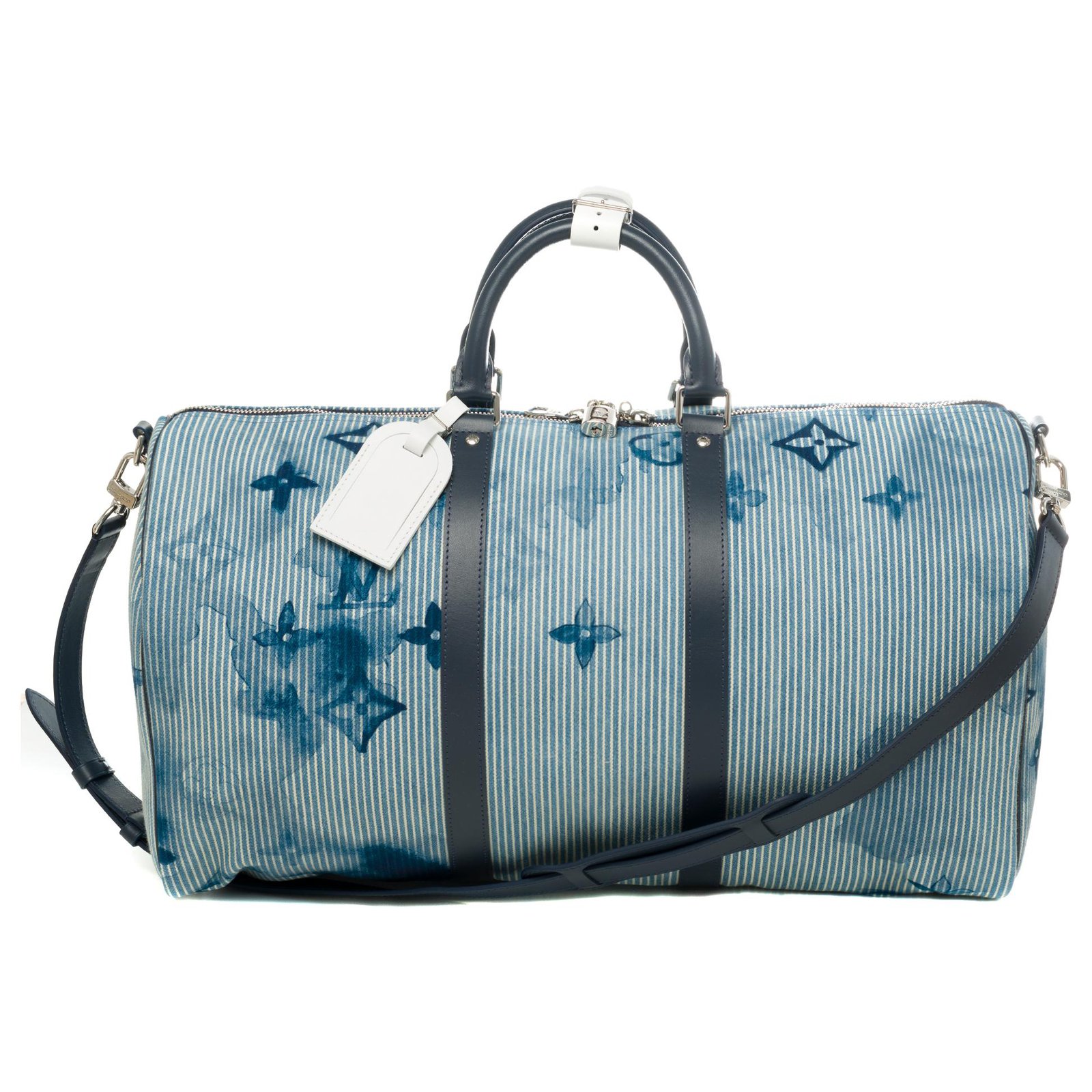 BRAND NEW - LIMITED EDITION - SOLD OUT - Louis Vuitton Keepall Shoulder  strap travel bag 50 in Hickory denim White Blue Cloth ref.292239 - Joli  Closet