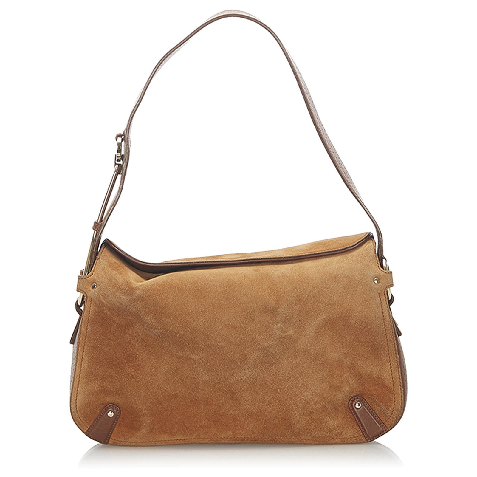 Autre Marque Ferragamo Brown Suede Shoulder Bag Leather Pony