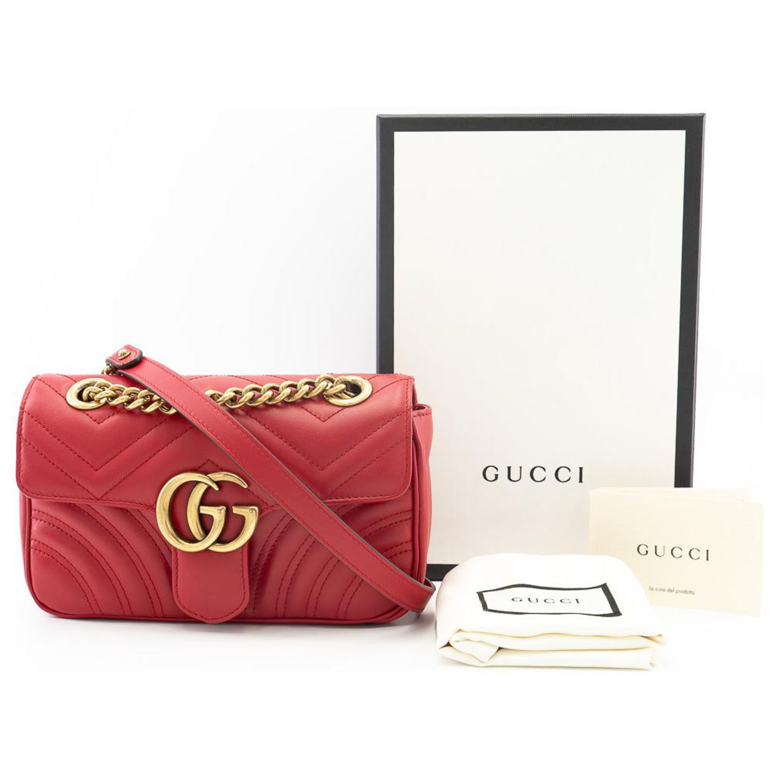 Gucci GG Marmont matelassé mini bag Red Leather ref.213732 - Joli Closet