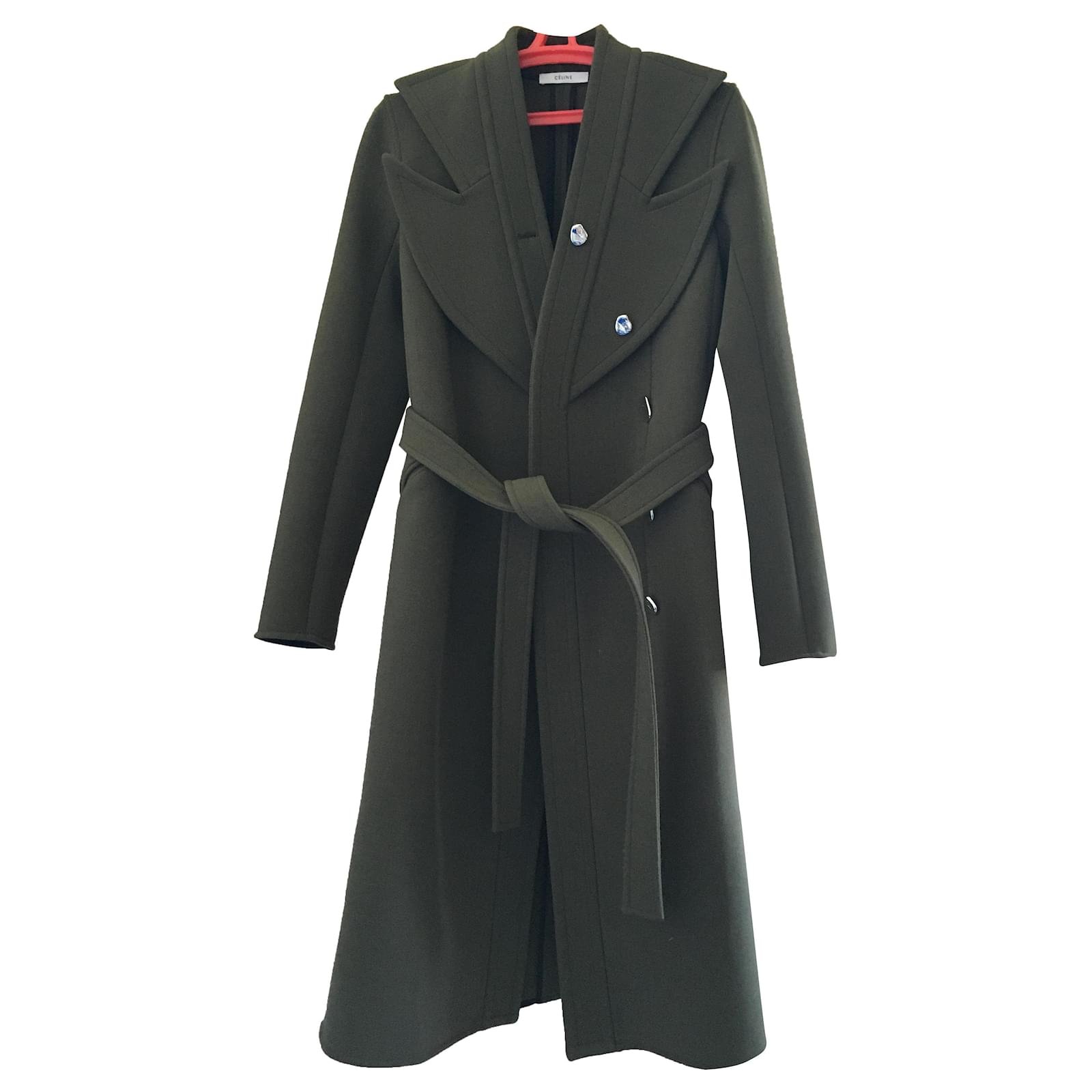 Céline Coats, Outerwear Khaki Wool ref.292883 - Joli Closet